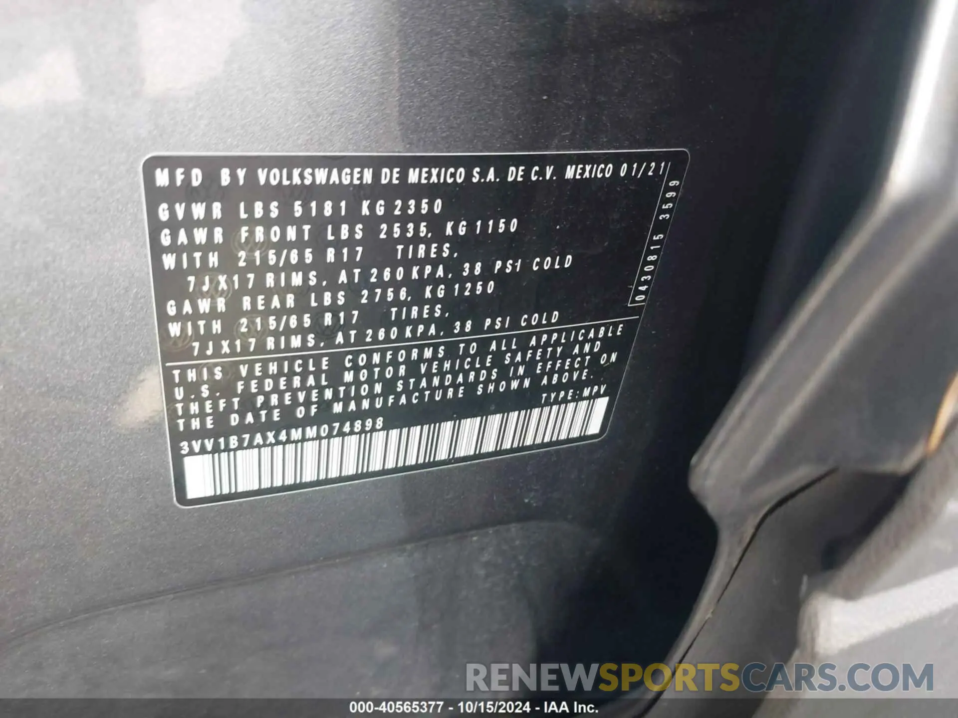 9 Photograph of a damaged car 3VV1B7AX4MM074898 VOLKSWAGEN TIGUAN 2021