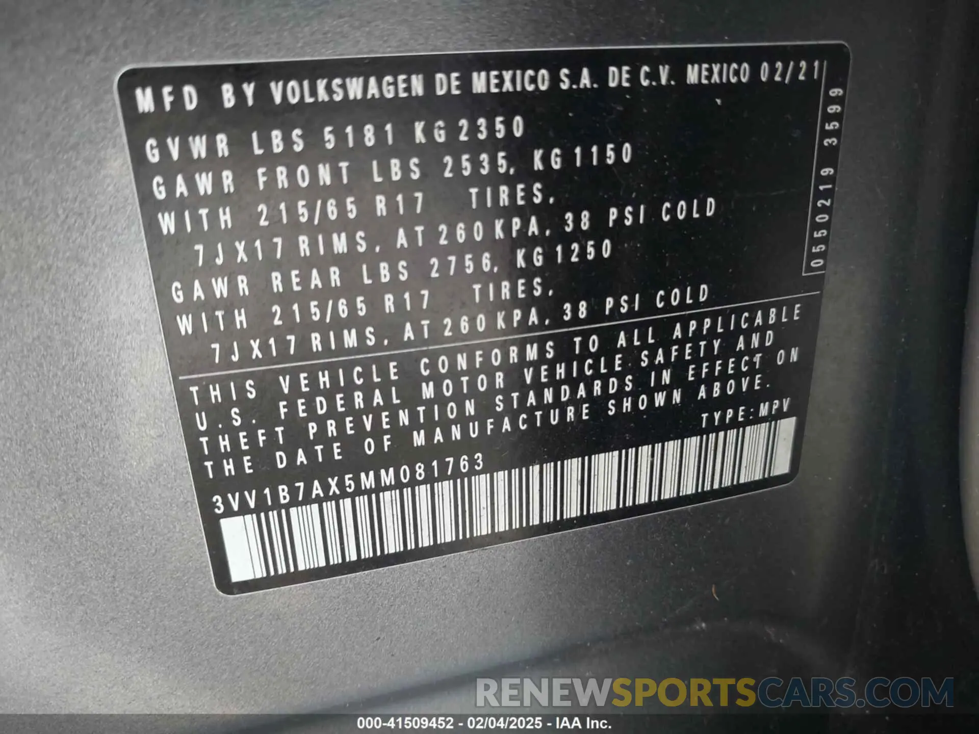 9 Photograph of a damaged car 3VV1B7AX5MM081763 VOLKSWAGEN TIGUAN 2021