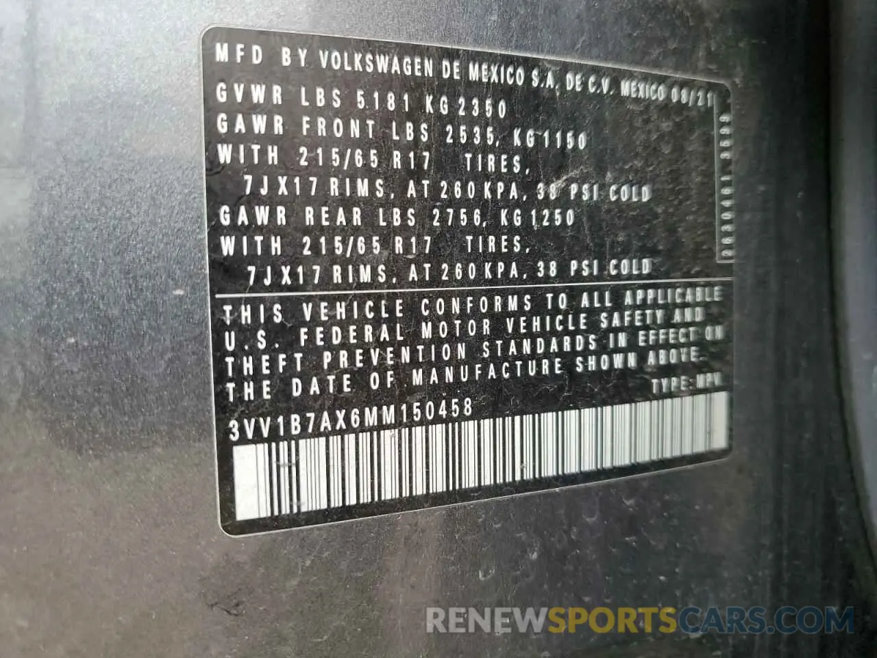 13 Photograph of a damaged car 3VV1B7AX6MM150458 VOLKSWAGEN TIGUAN 2021