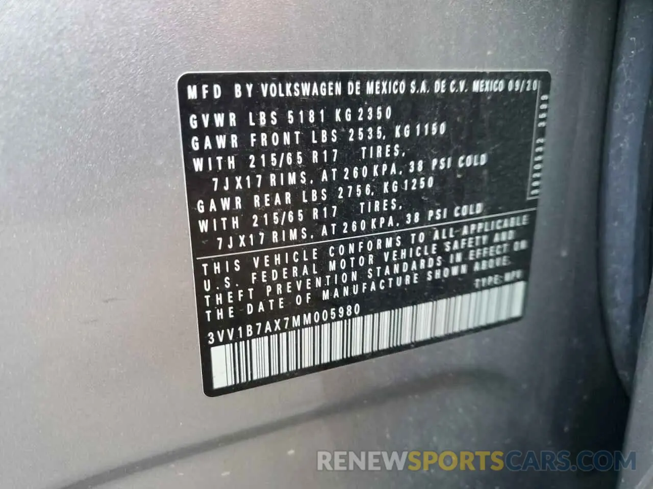 14 Photograph of a damaged car 3VV1B7AX7MM005980 VOLKSWAGEN TIGUAN 2021