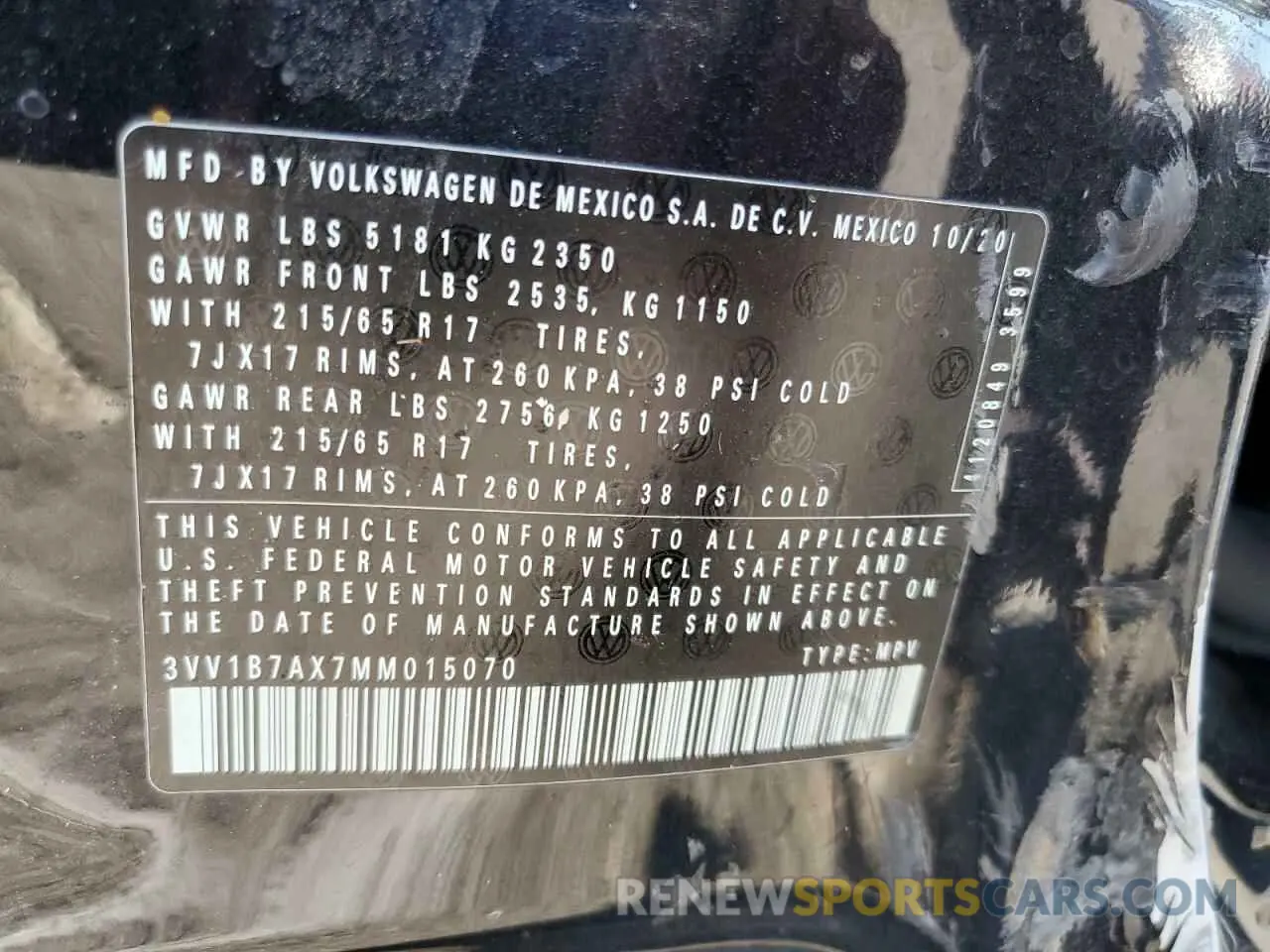 15 Photograph of a damaged car 3VV1B7AX7MM015070 VOLKSWAGEN TIGUAN 2021