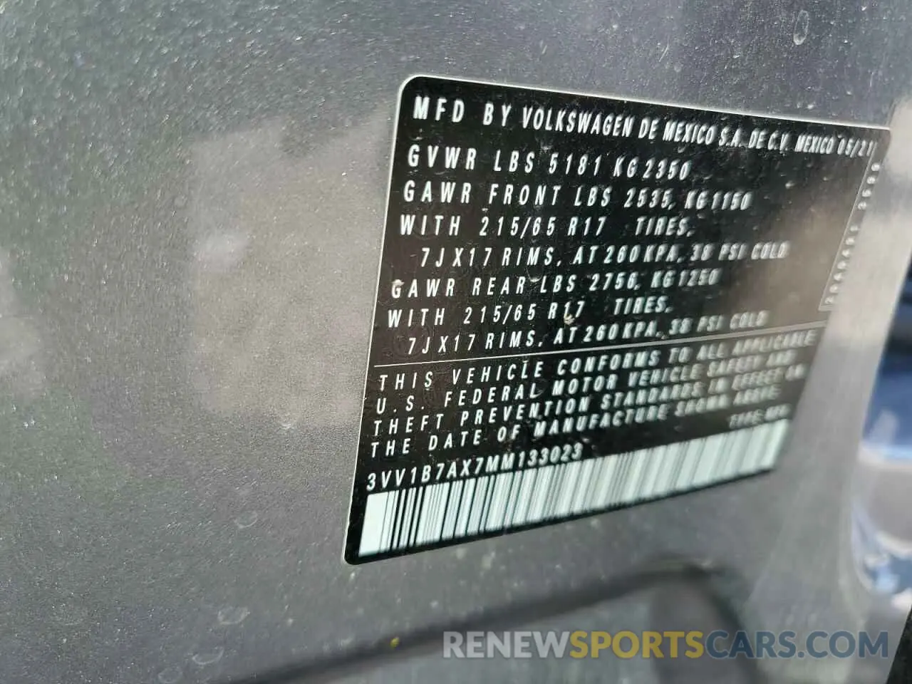 14 Photograph of a damaged car 3VV1B7AX7MM133023 VOLKSWAGEN TIGUAN 2021