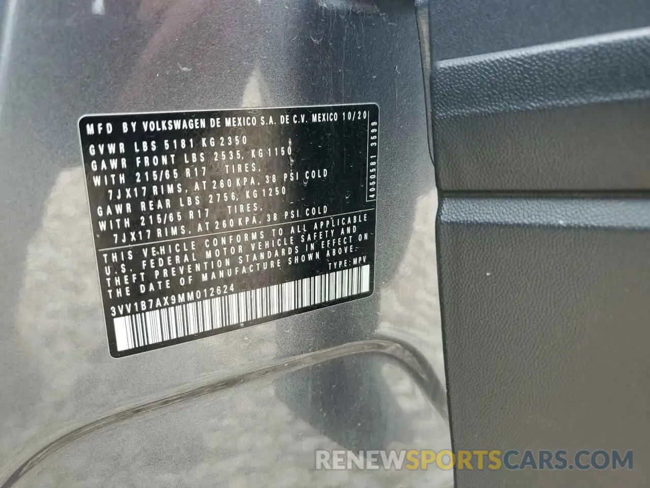 13 Photograph of a damaged car 3VV1B7AX9MM012624 VOLKSWAGEN TIGUAN 2021