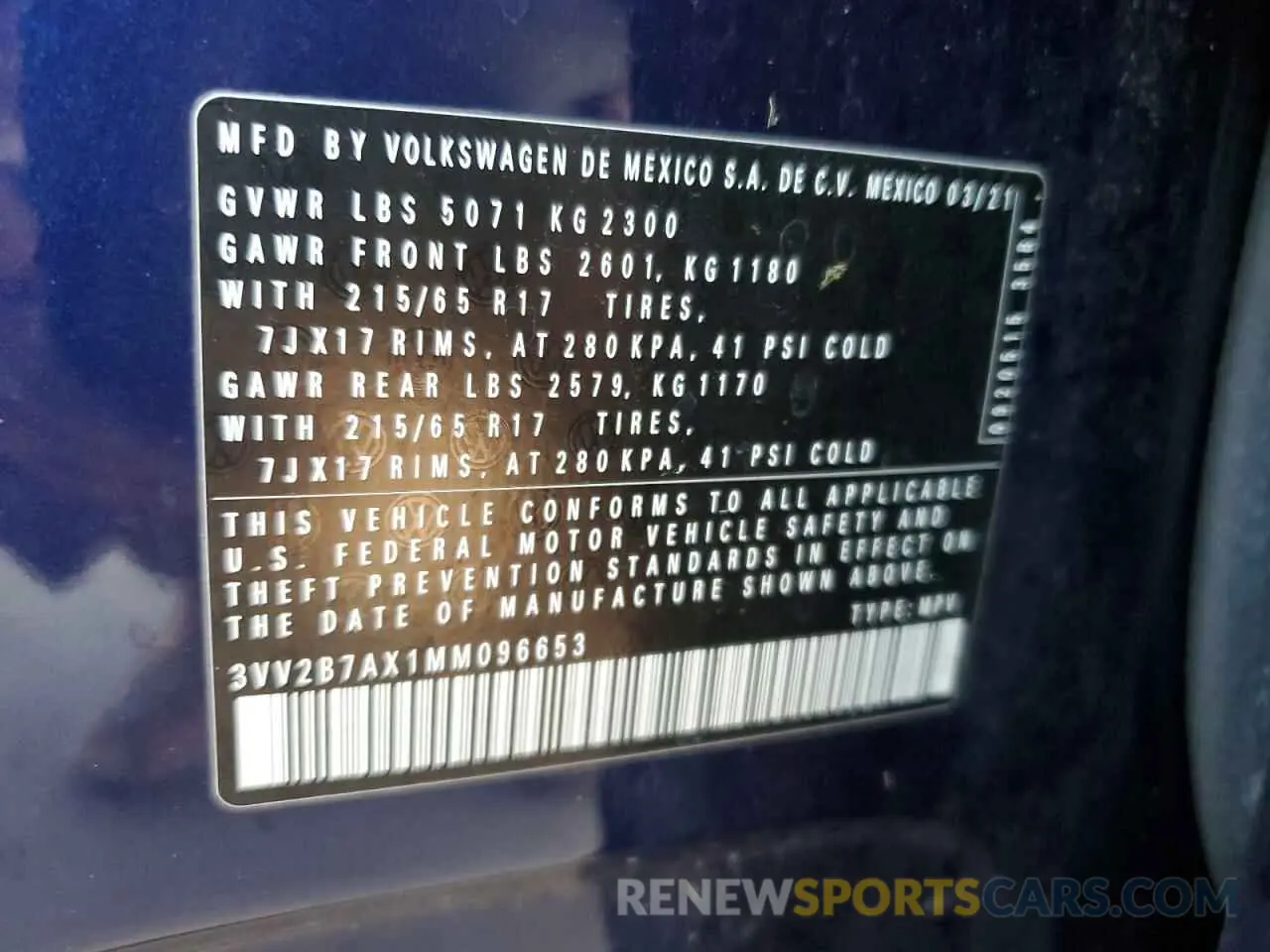 14 Photograph of a damaged car 3VV2B7AX1MM096653 VOLKSWAGEN TIGUAN 2021