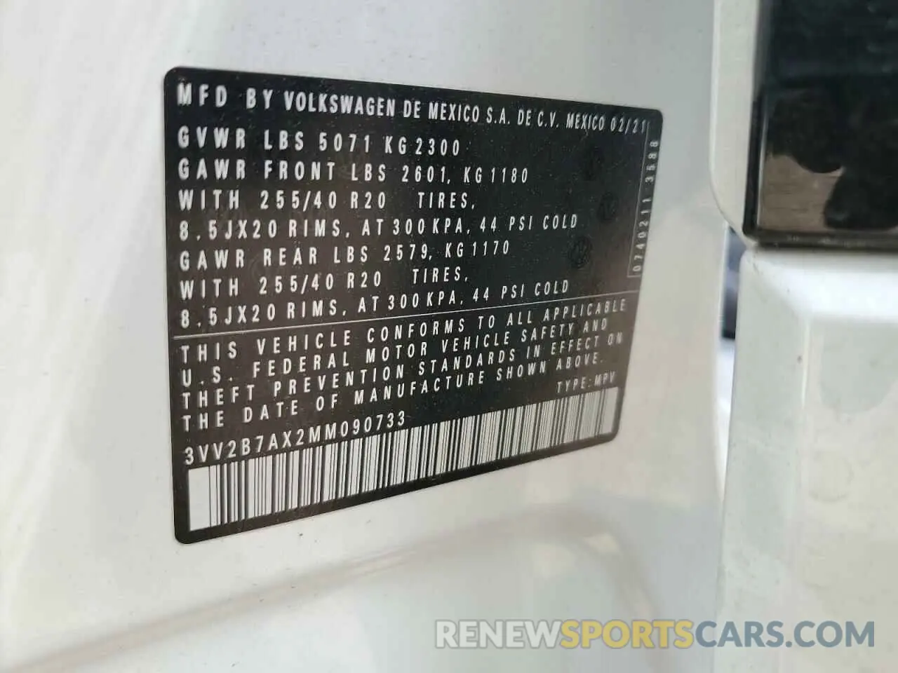 14 Photograph of a damaged car 3VV2B7AX2MM090733 VOLKSWAGEN TIGUAN 2021