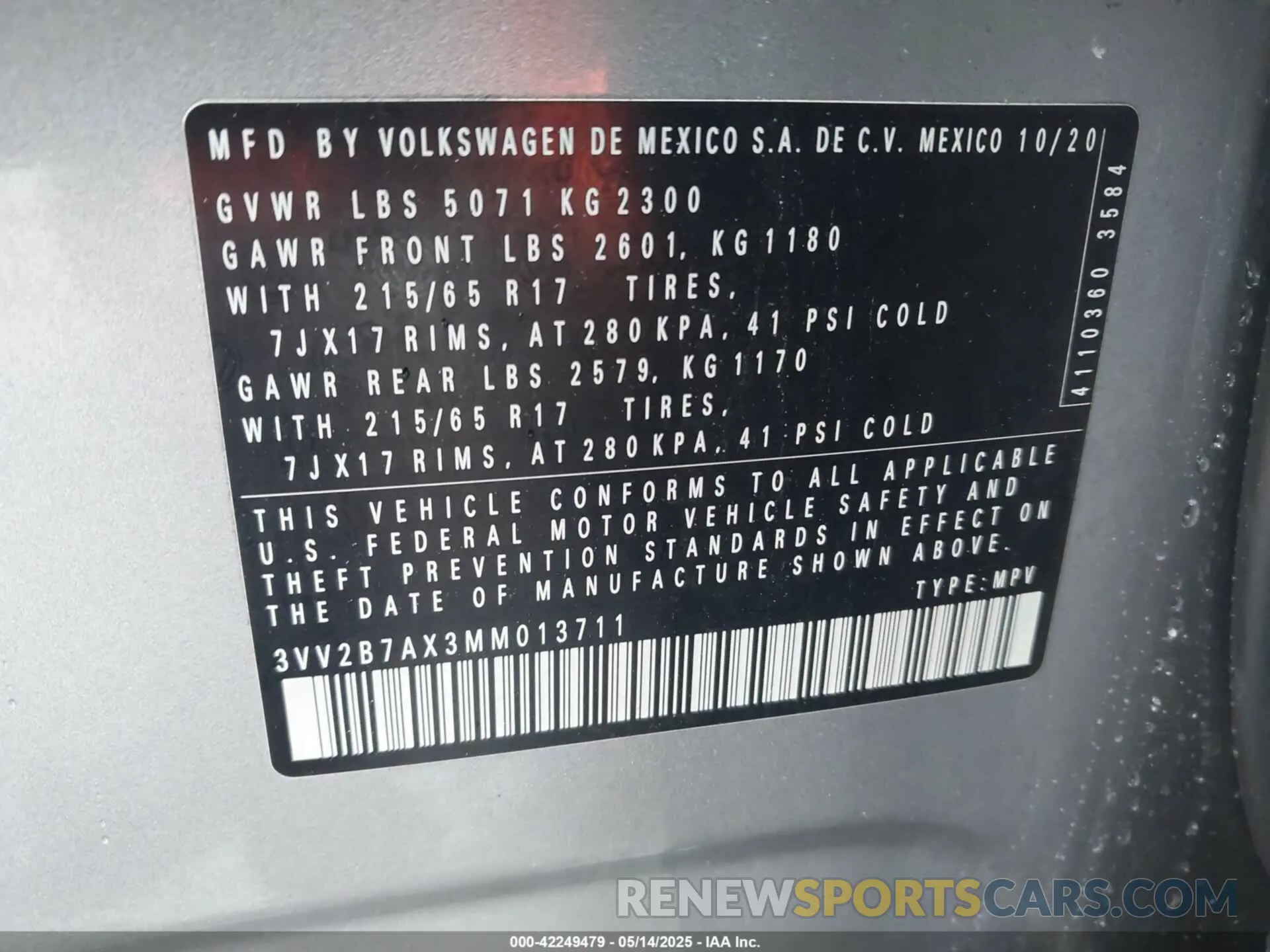9 Photograph of a damaged car 3VV2B7AX3MM013711 VOLKSWAGEN TIGUAN 2021