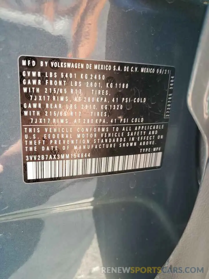 14 Photograph of a damaged car 3VV2B7AX3MM154844 VOLKSWAGEN TIGUAN 2021
