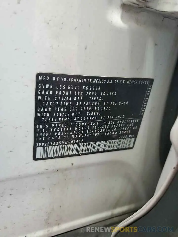 13 Photograph of a damaged car 3VV2B7AX5MM009482 VOLKSWAGEN TIGUAN 2021