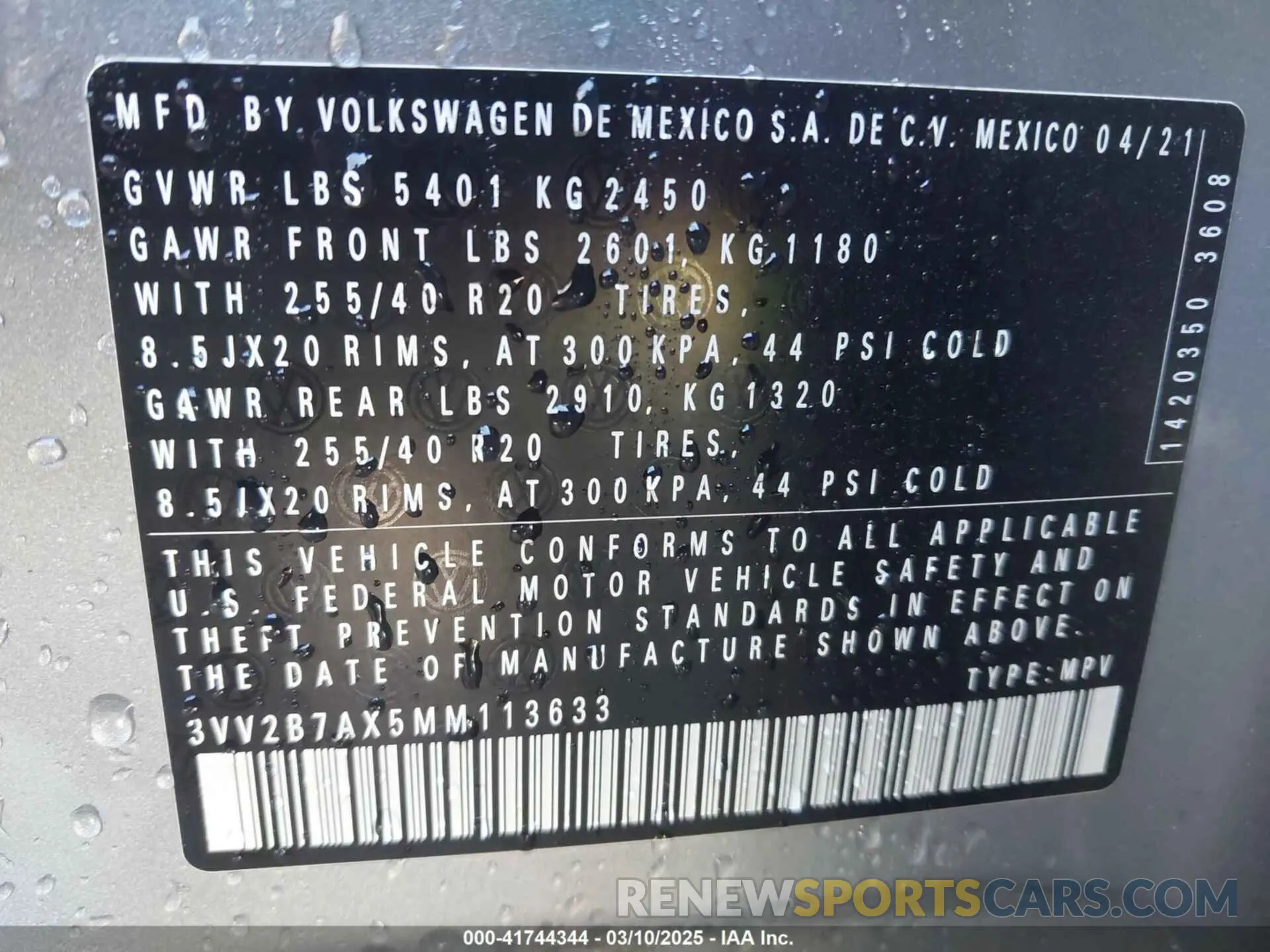 9 Photograph of a damaged car 3VV2B7AX5MM113633 VOLKSWAGEN TIGUAN 2021