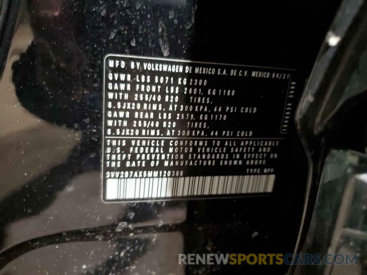 15 Photograph of a damaged car 3VV2B7AX5MM120386 VOLKSWAGEN TIGUAN 2021