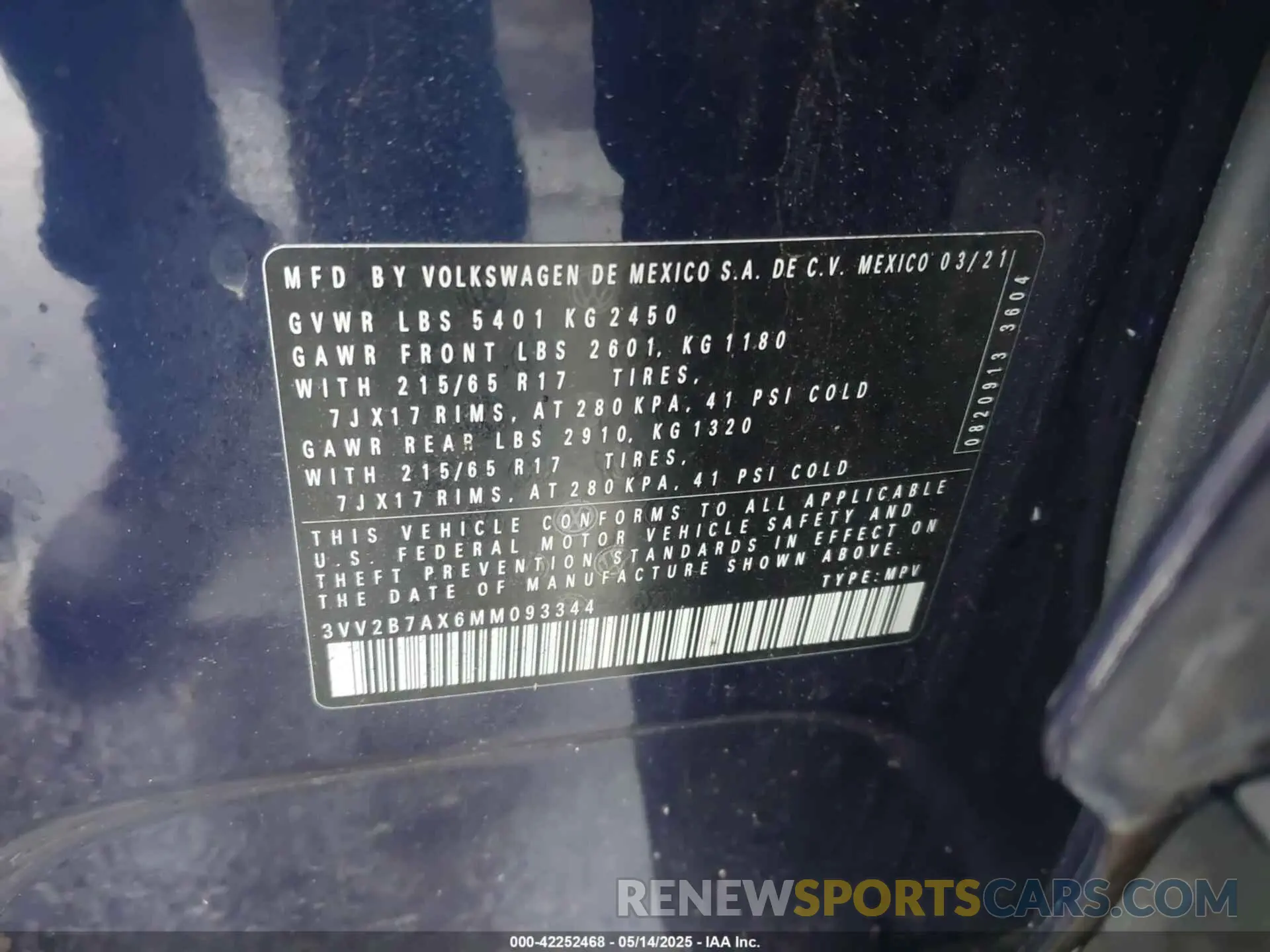 9 Photograph of a damaged car 3VV2B7AX6MM093344 VOLKSWAGEN TIGUAN 2021