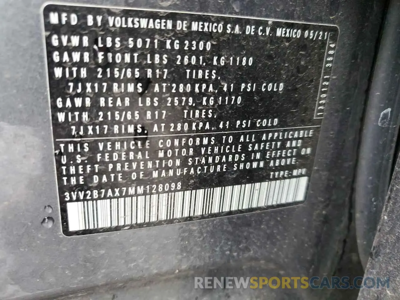 13 Photograph of a damaged car 3VV2B7AX7MM128098 VOLKSWAGEN TIGUAN 2021