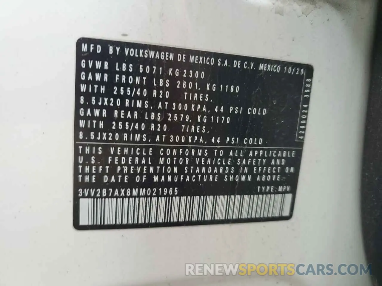 13 Photograph of a damaged car 3VV2B7AX8MM021965 VOLKSWAGEN TIGUAN 2021