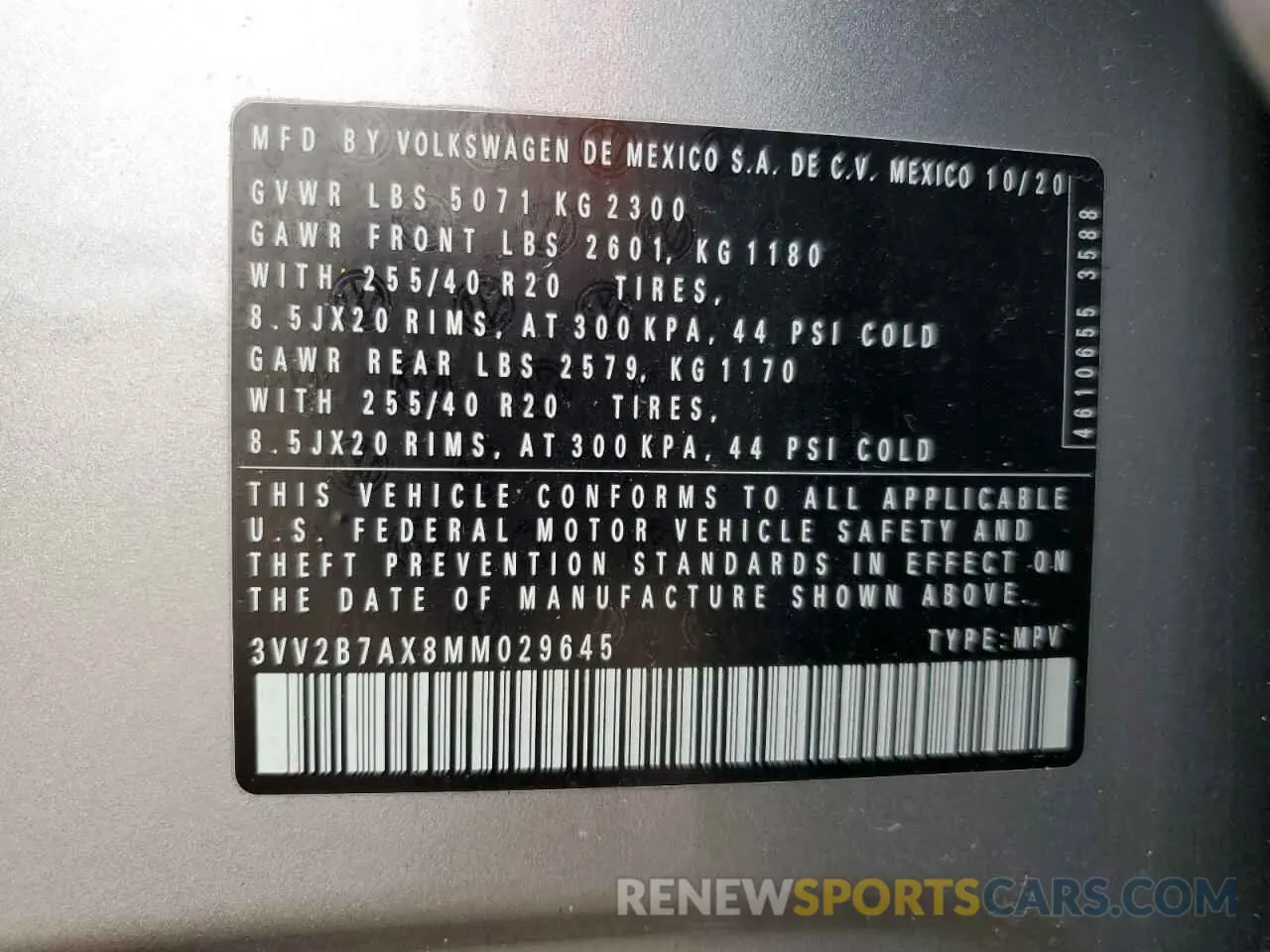 16 Photograph of a damaged car 3VV2B7AX8MM029645 VOLKSWAGEN TIGUAN 2021