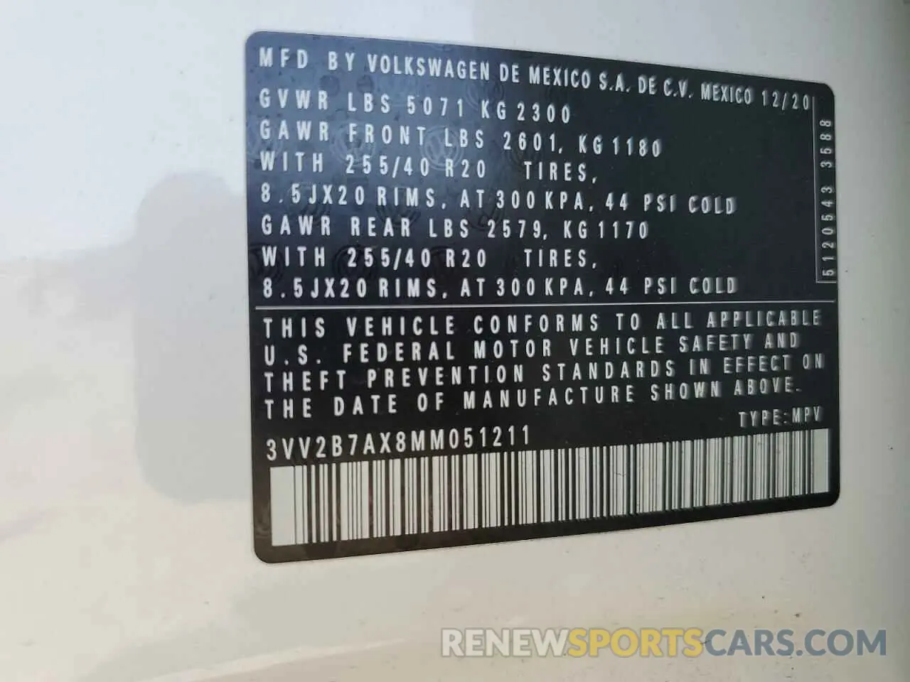 13 Photograph of a damaged car 3VV2B7AX8MM051211 VOLKSWAGEN TIGUAN 2021