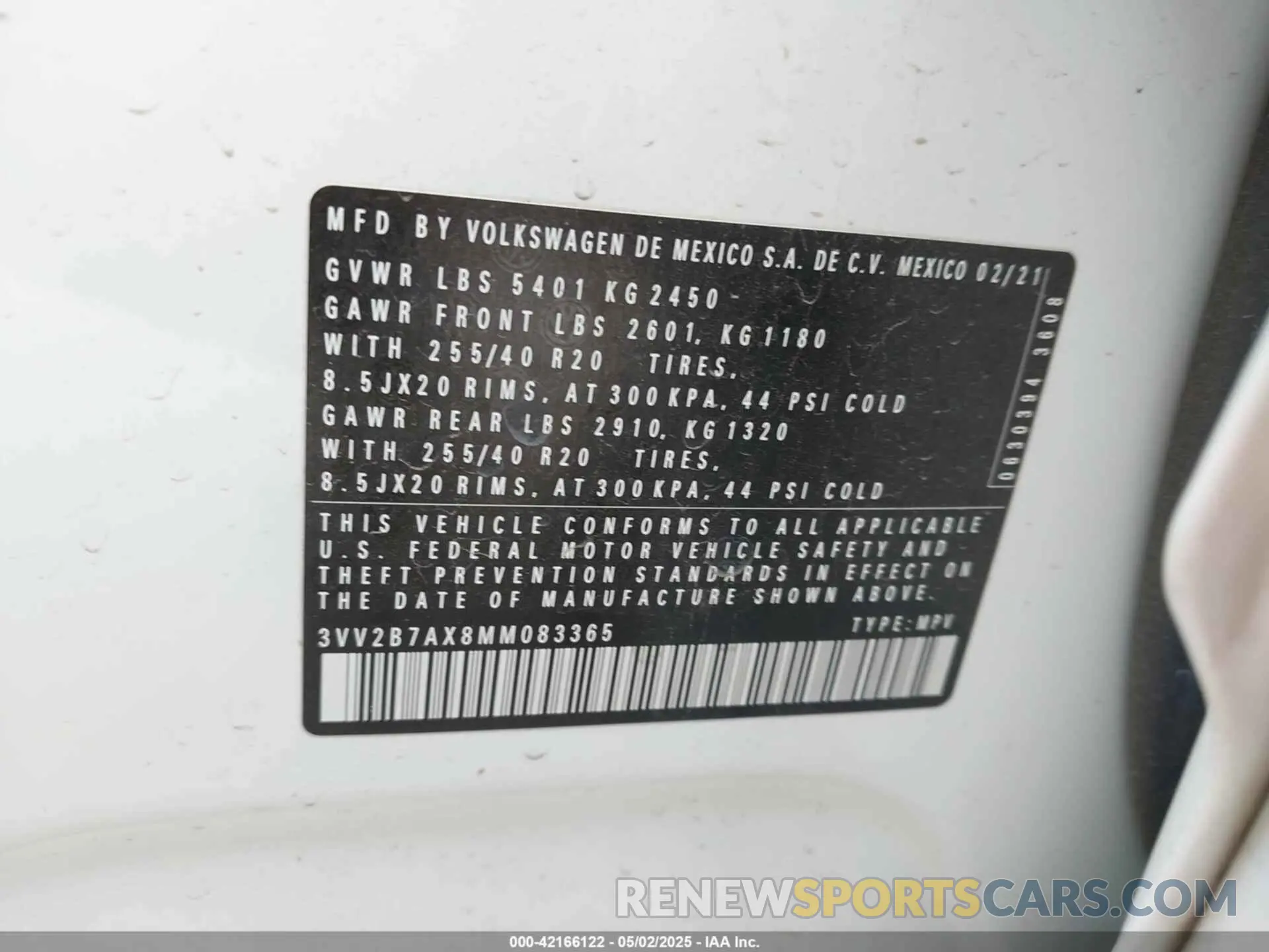 9 Photograph of a damaged car 3VV2B7AX8MM083365 VOLKSWAGEN TIGUAN 2021