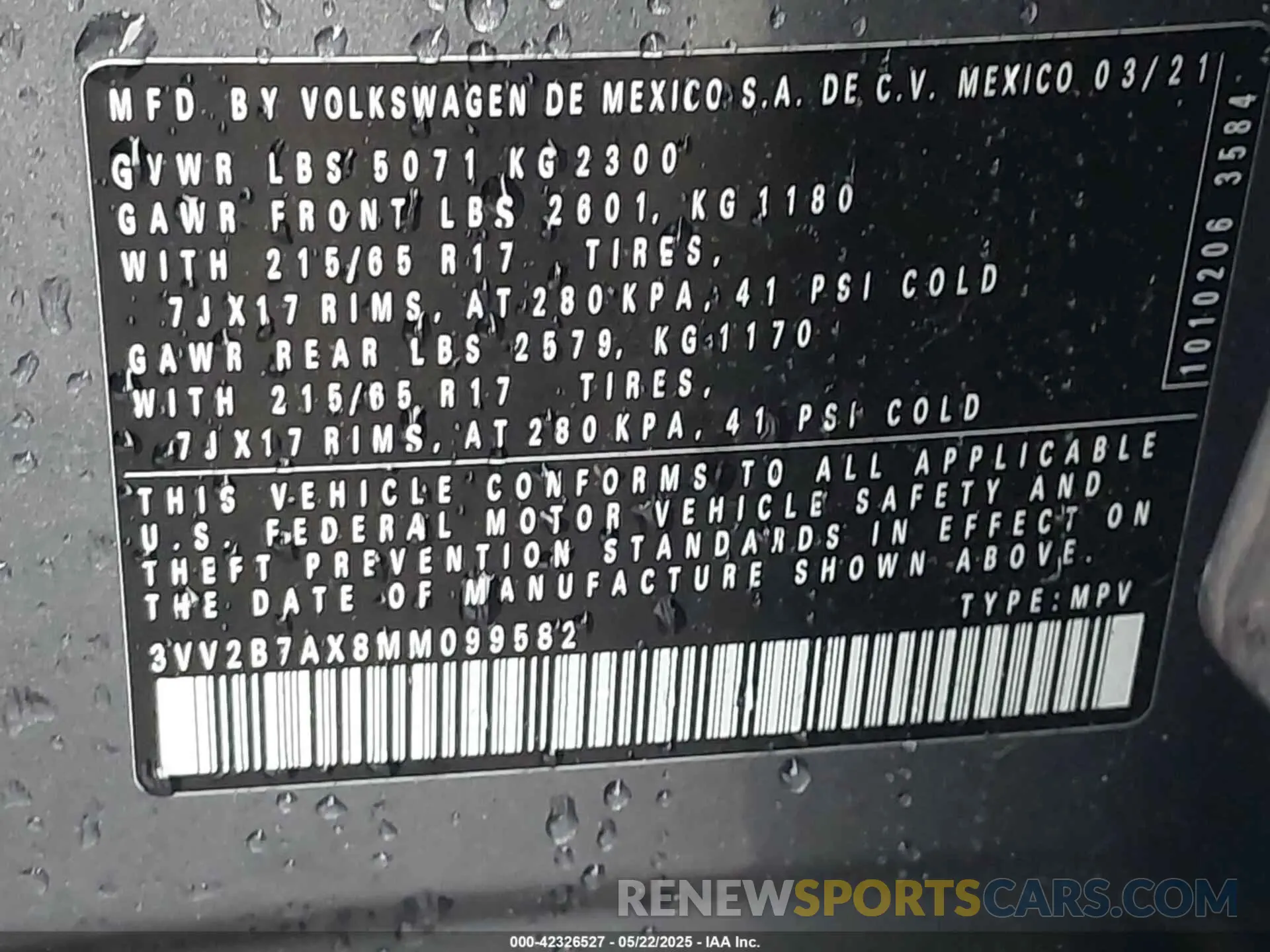 9 Photograph of a damaged car 3VV2B7AX8MM099582 VOLKSWAGEN TIGUAN 2021