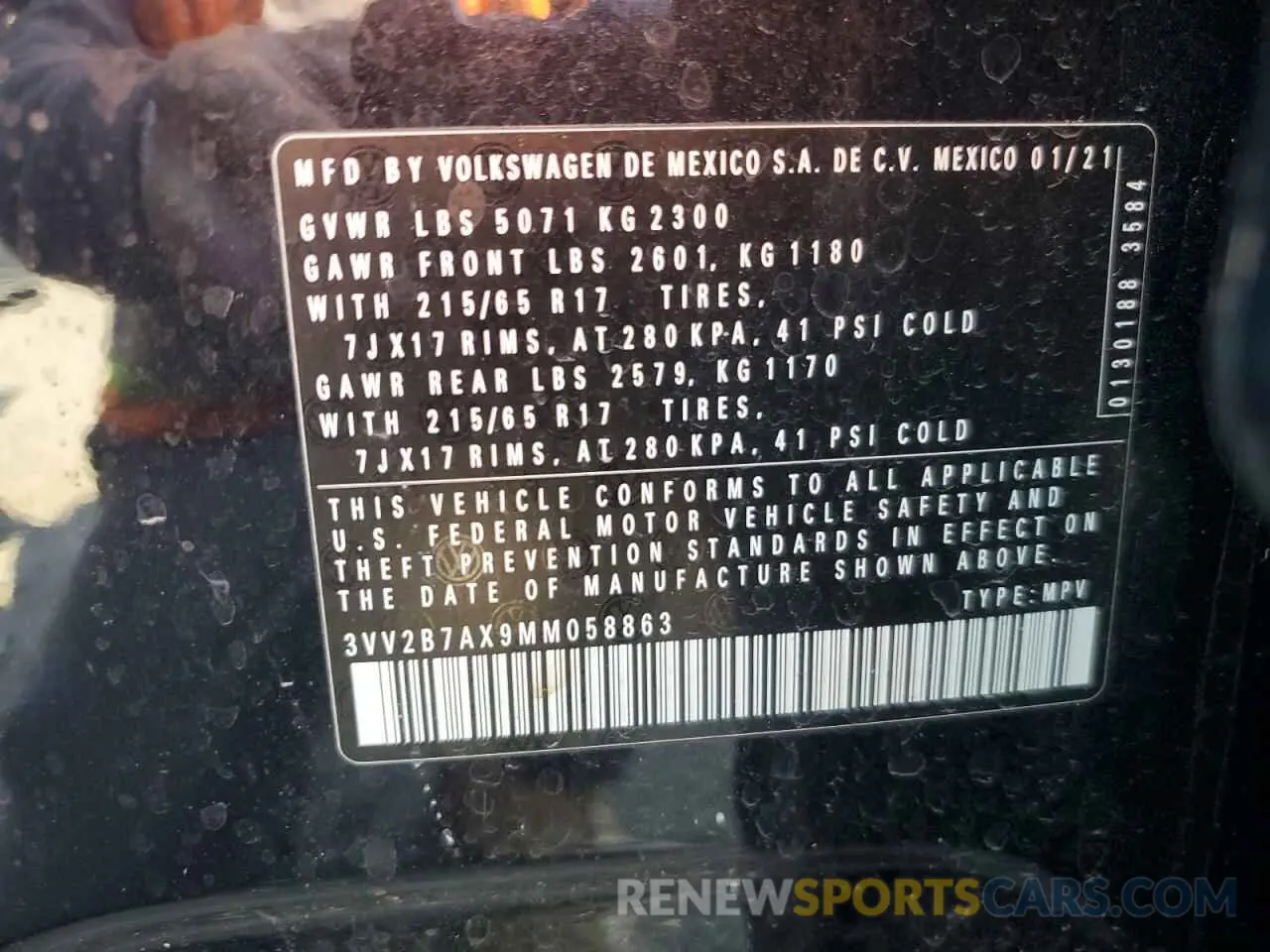 13 Photograph of a damaged car 3VV2B7AX9MM058863 VOLKSWAGEN TIGUAN 2021
