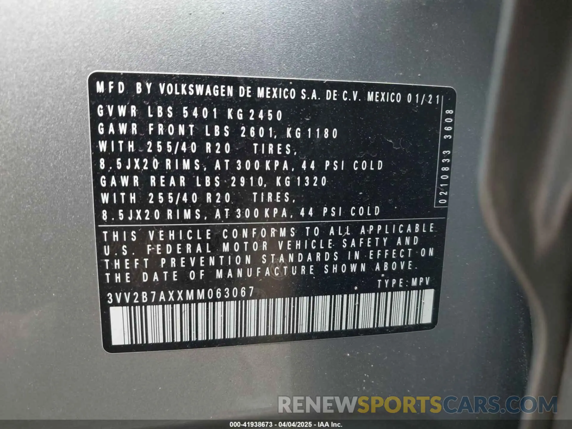9 Photograph of a damaged car 3VV2B7AXXMM063067 VOLKSWAGEN TIGUAN 2021