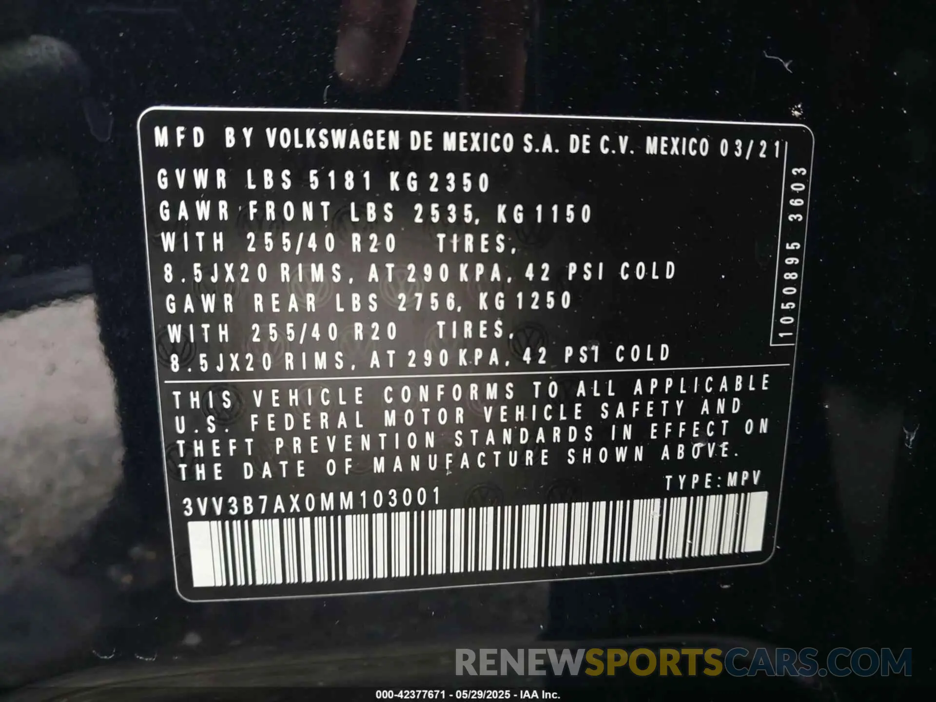 9 Photograph of a damaged car 3VV3B7AX0MM103001 VOLKSWAGEN TIGUAN 2021