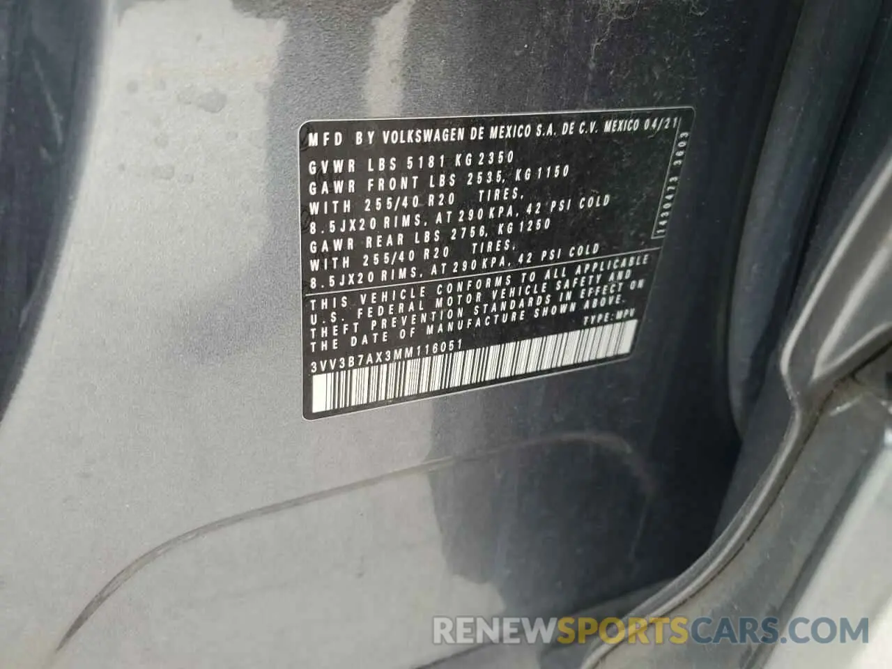 15 Photograph of a damaged car 3VV3B7AX3MM116051 VOLKSWAGEN TIGUAN 2021