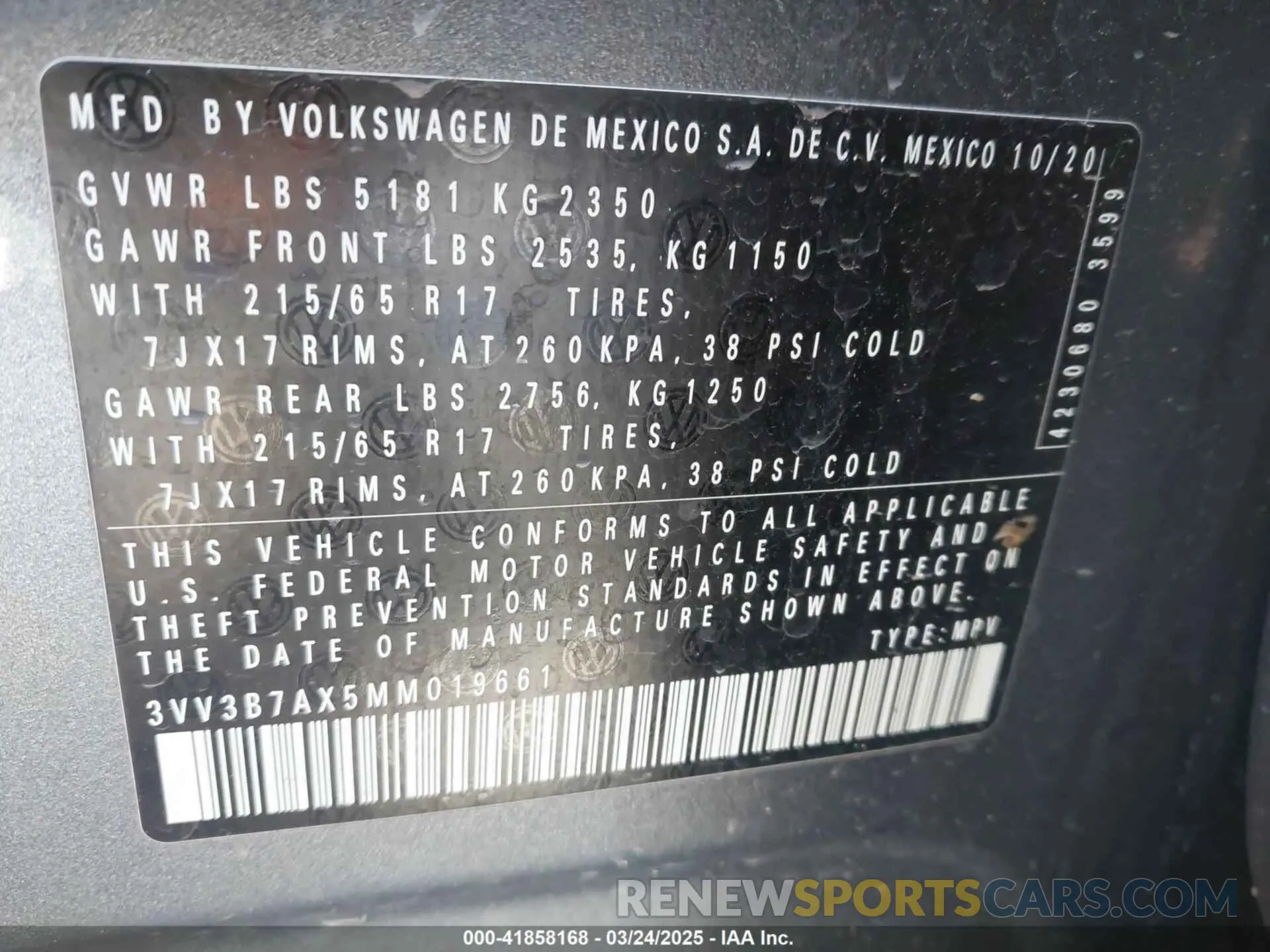 9 Photograph of a damaged car 3VV3B7AX5MM019661 VOLKSWAGEN TIGUAN 2021