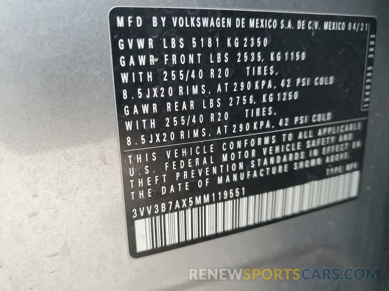 15 Photograph of a damaged car 3VV3B7AX5MM119551 VOLKSWAGEN TIGUAN 2021