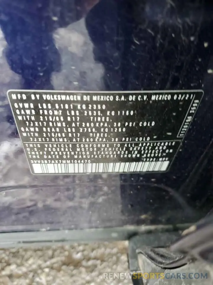 12 Photograph of a damaged car 3VV3B7AX7MM104470 VOLKSWAGEN TIGUAN 2021
