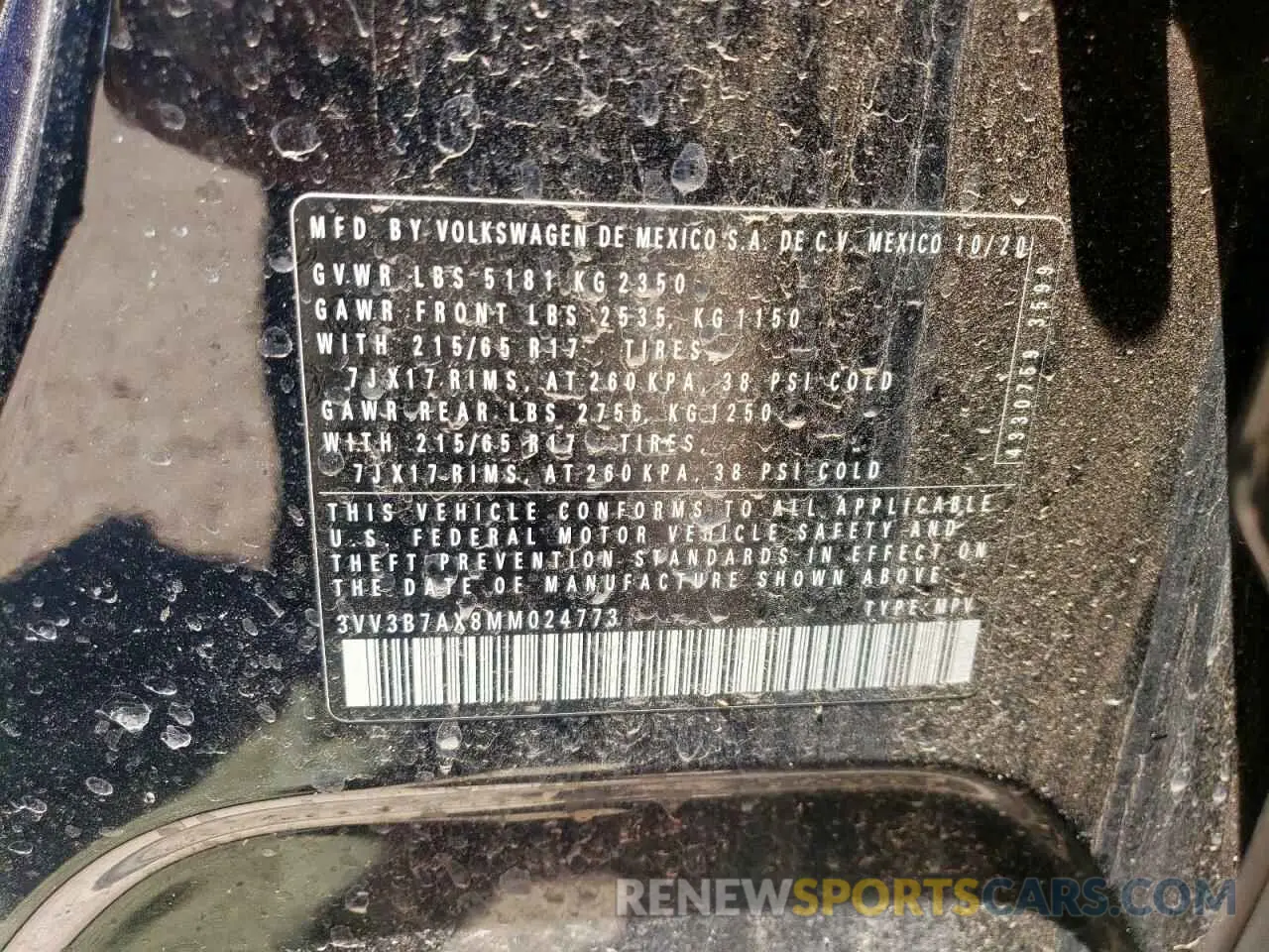 13 Photograph of a damaged car 3VV3B7AX8MM024773 VOLKSWAGEN TIGUAN 2021