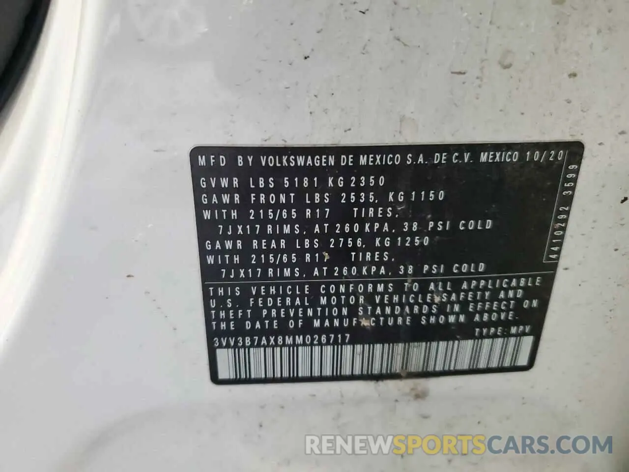 12 Photograph of a damaged car 3VV3B7AX8MM026717 VOLKSWAGEN TIGUAN 2021