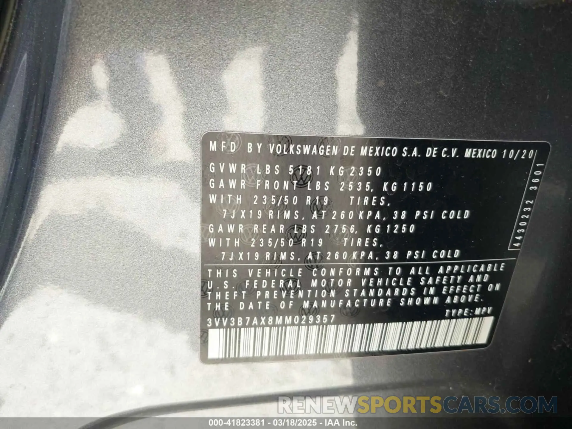 9 Photograph of a damaged car 3VV3B7AX8MM029357 VOLKSWAGEN TIGUAN 2021