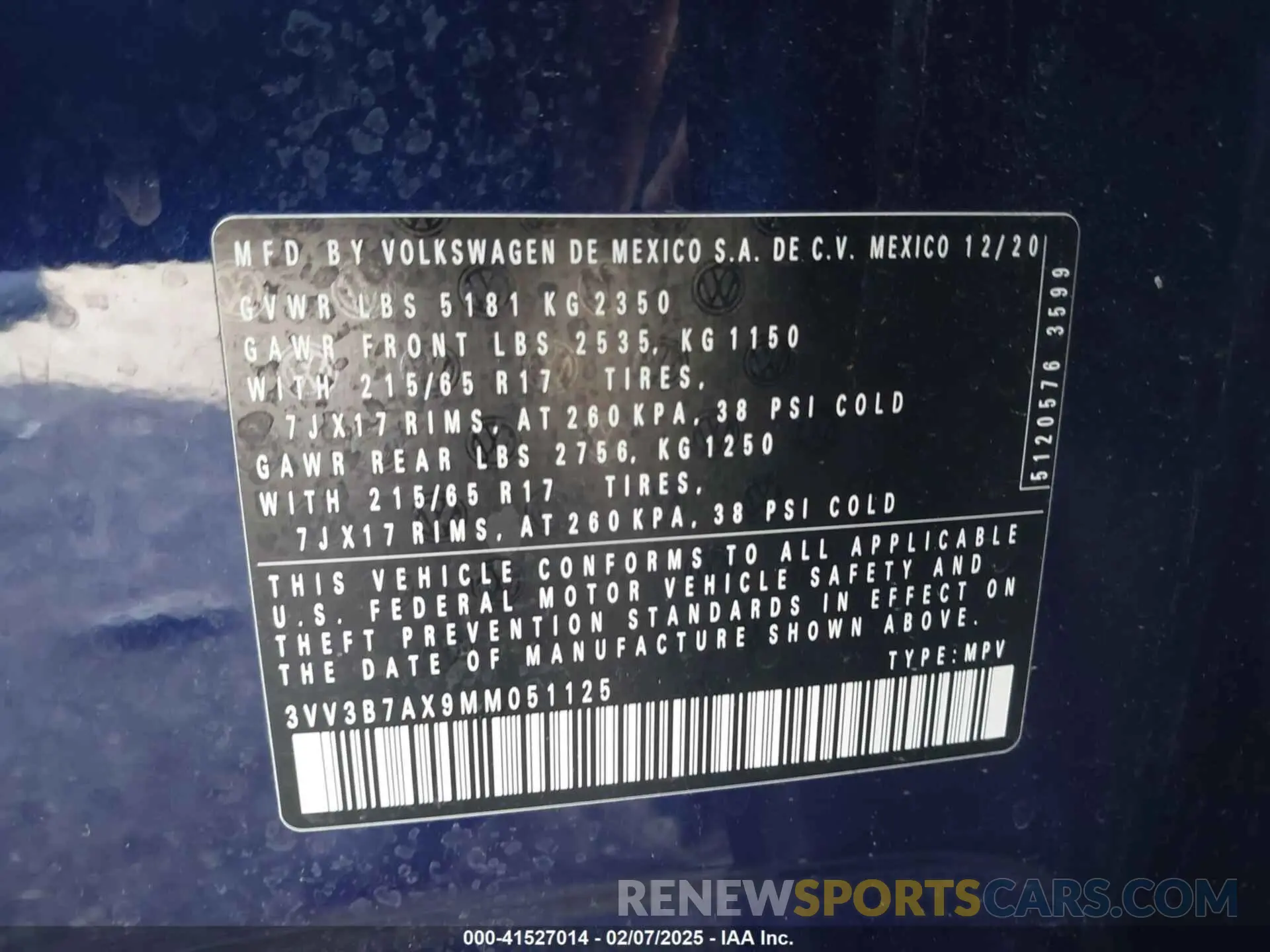 9 Photograph of a damaged car 3VV3B7AX9MM051125 VOLKSWAGEN TIGUAN 2021
