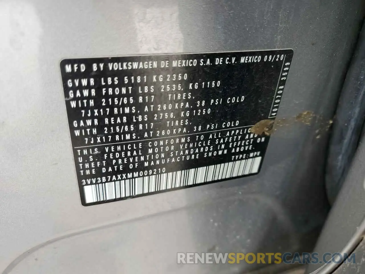14 Photograph of a damaged car 3VV3B7AXXMM009210 VOLKSWAGEN TIGUAN 2021