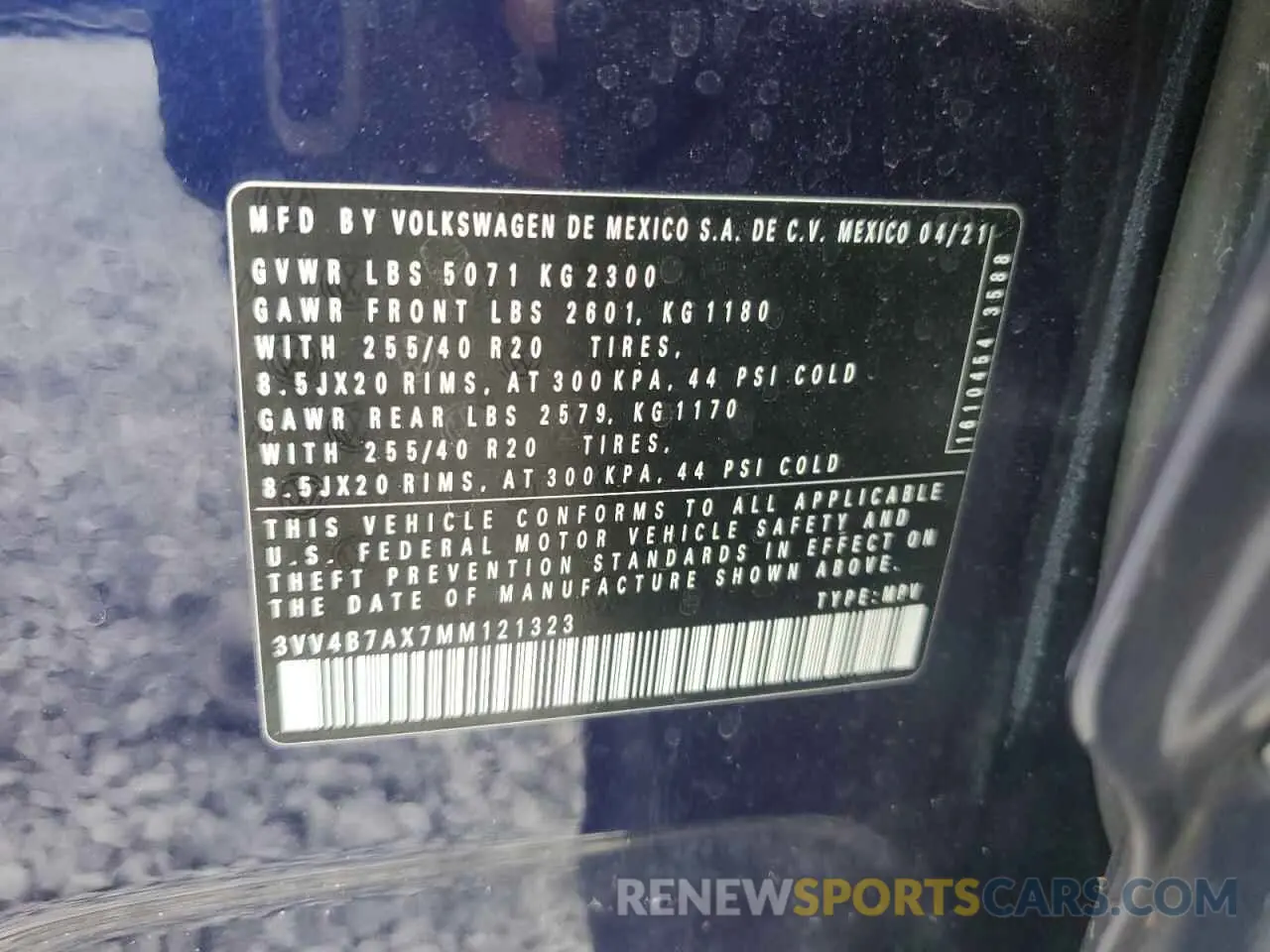 14 Photograph of a damaged car 3VV4B7AX7MM121323 VOLKSWAGEN TIGUAN 2021