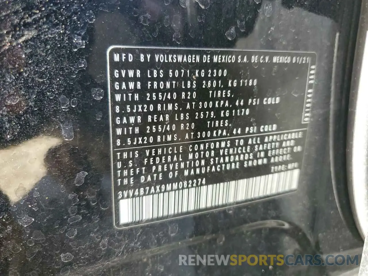 16 Photograph of a damaged car 3VV4B7AX9MM062274 VOLKSWAGEN TIGUAN 2021