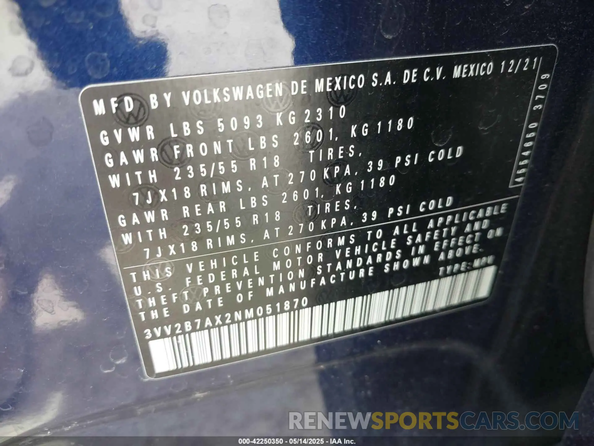 9 Photograph of a damaged car 3VV2B7AX2NM051870 VOLKSWAGEN TIGUAN 2022