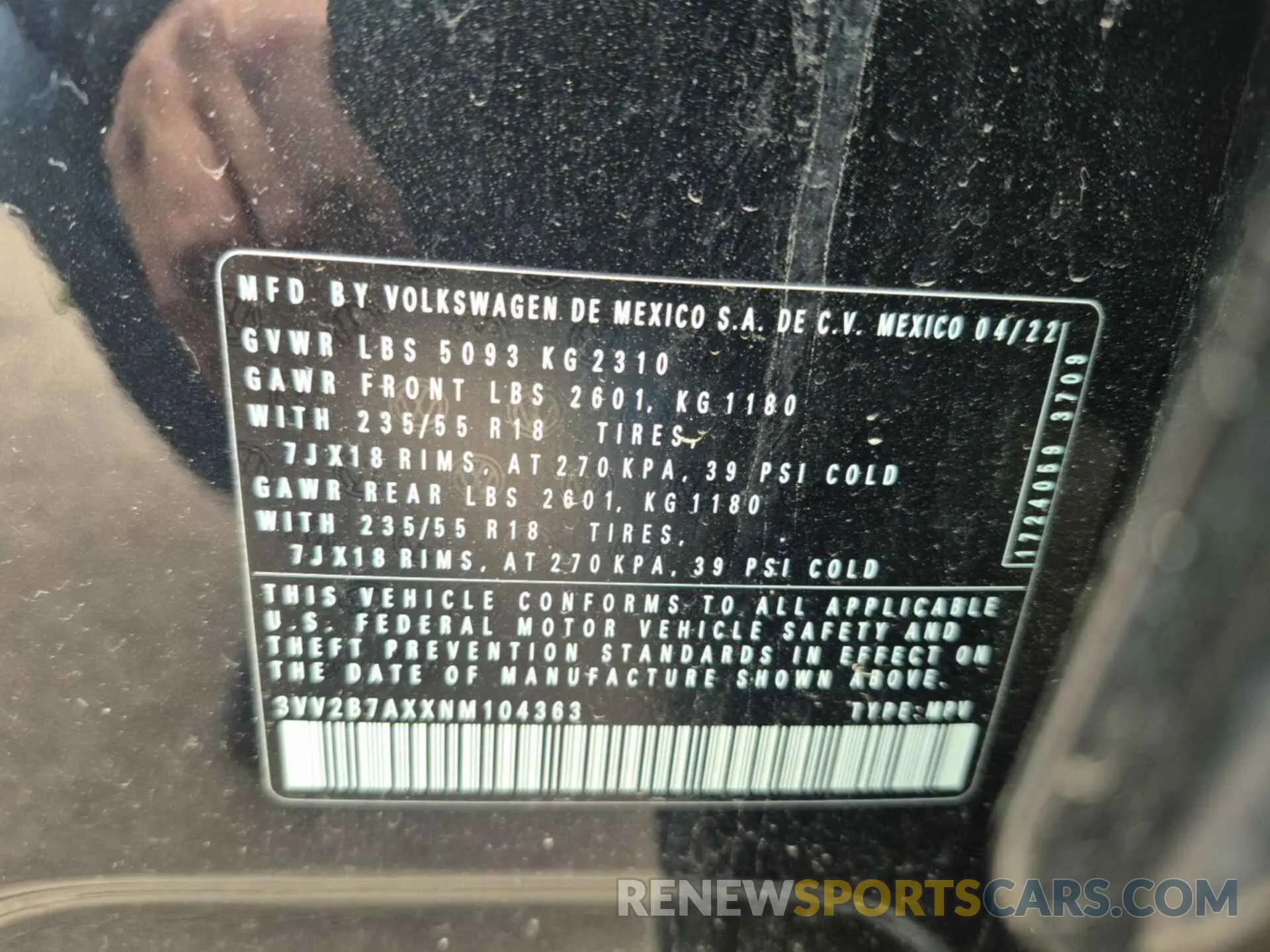 15 Photograph of a damaged car 3VV2B7AXXNM104363 VOLKSWAGEN TIGUAN 2022