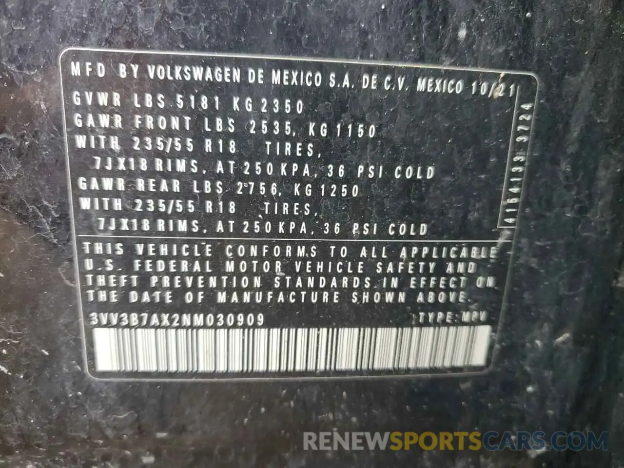 14 Photograph of a damaged car 3VV3B7AX2NM030909 VOLKSWAGEN TIGUAN 2022