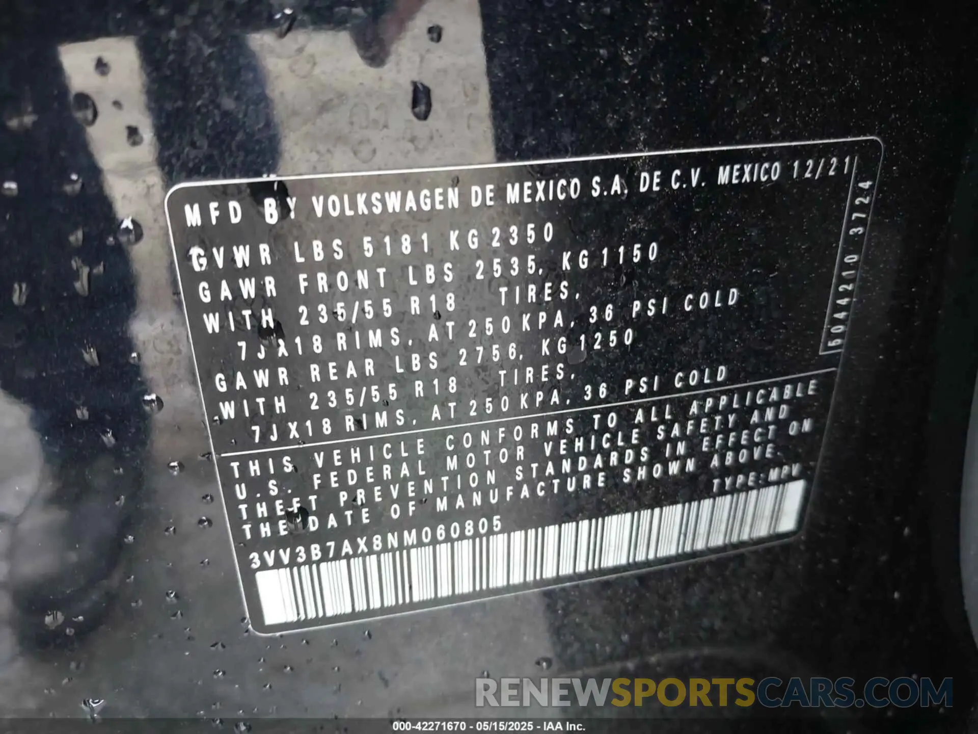 9 Photograph of a damaged car 3VV3B7AX8NM060805 VOLKSWAGEN TIGUAN 2022