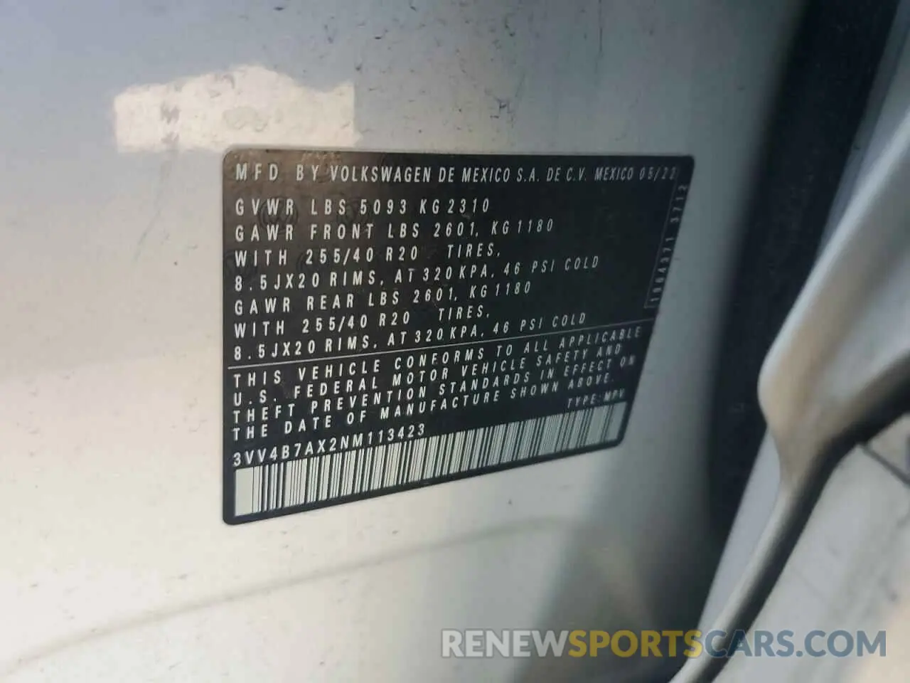 15 Photograph of a damaged car 3VV4B7AX2NM113423 VOLKSWAGEN TIGUAN 2022