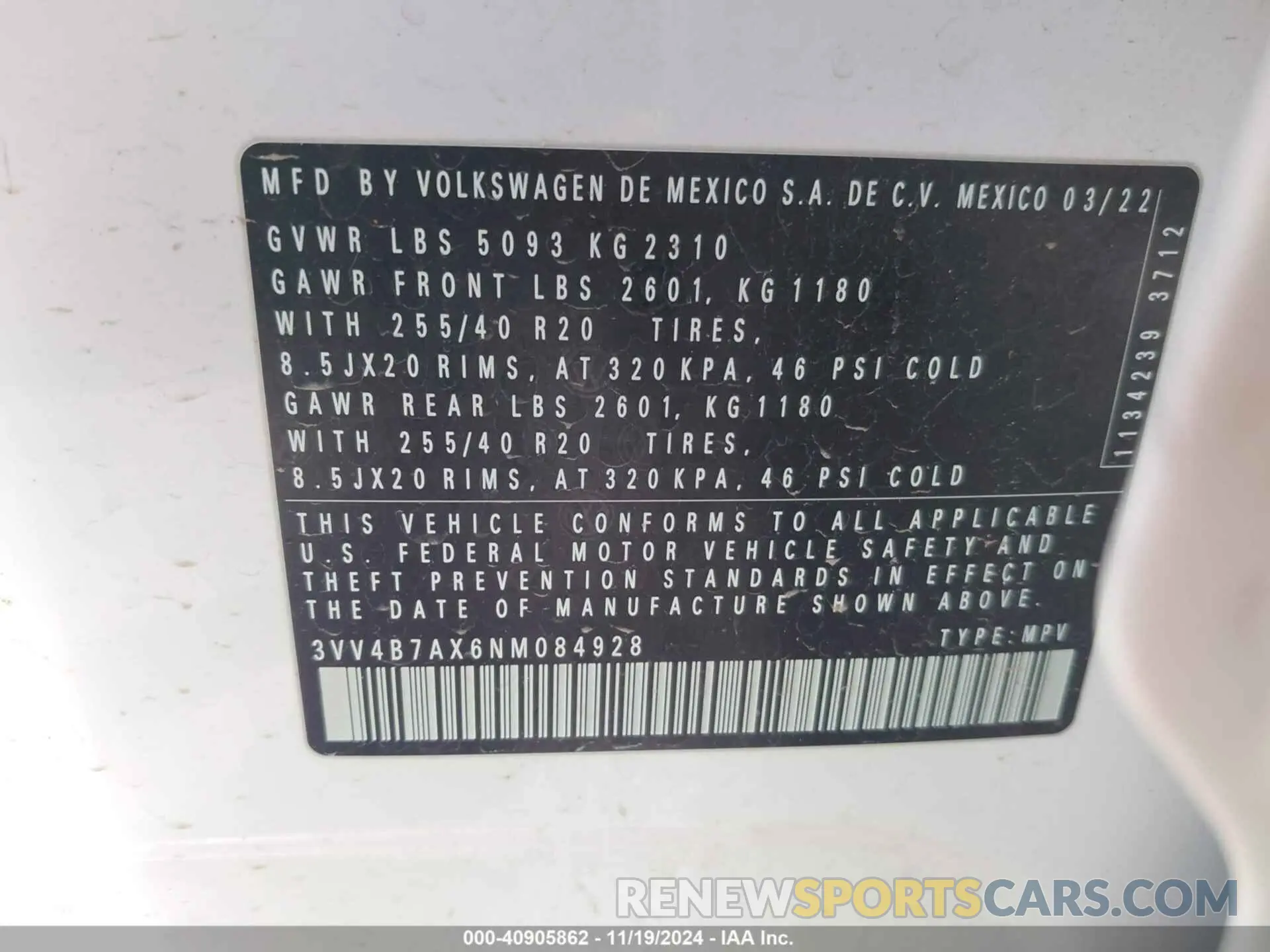 9 Photograph of a damaged car 3VV4B7AX6NM084928 VOLKSWAGEN TIGUAN 2022