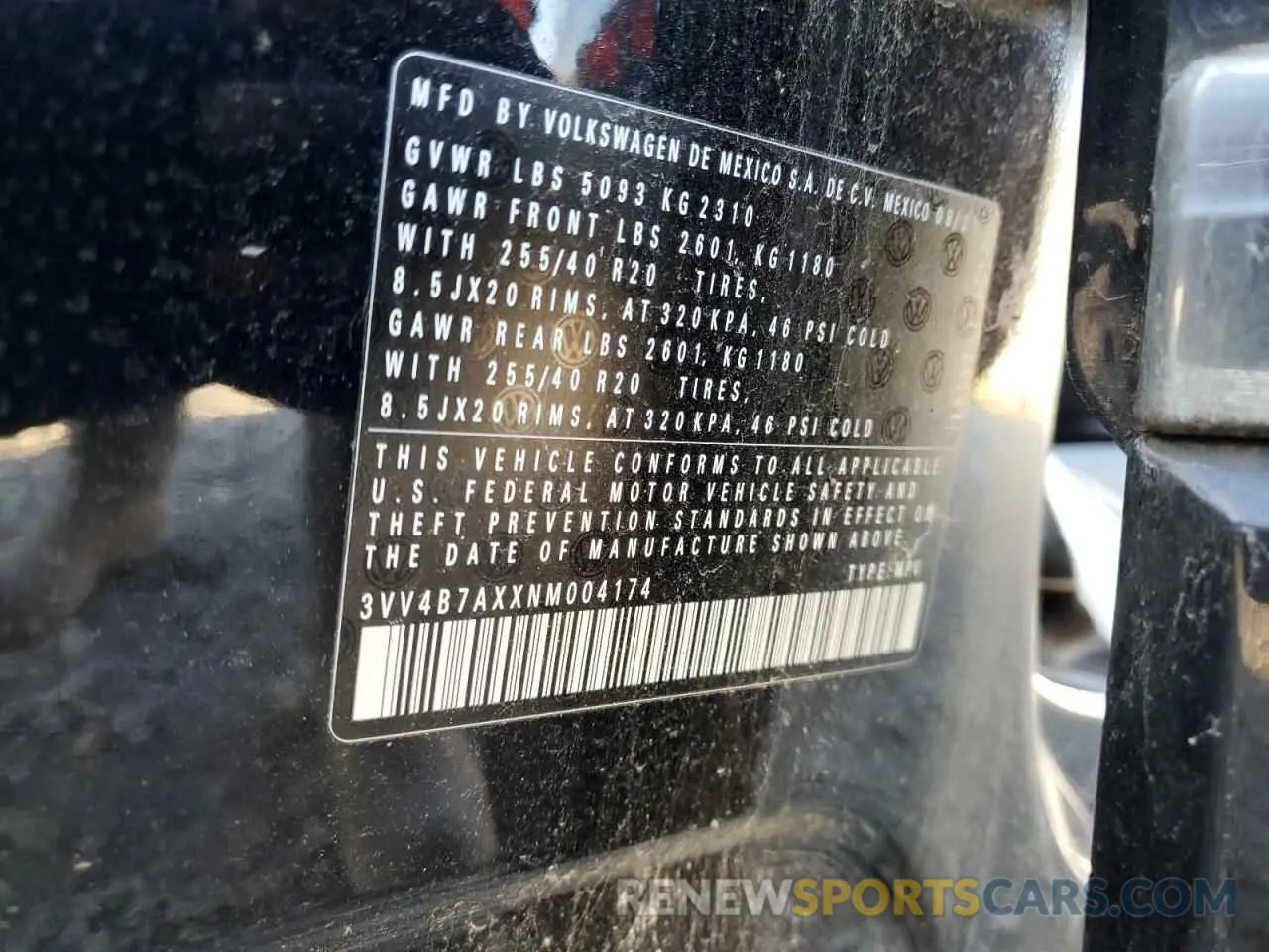 13 Photograph of a damaged car 3VV4B7AXXNM004174 VOLKSWAGEN TIGUAN 2022