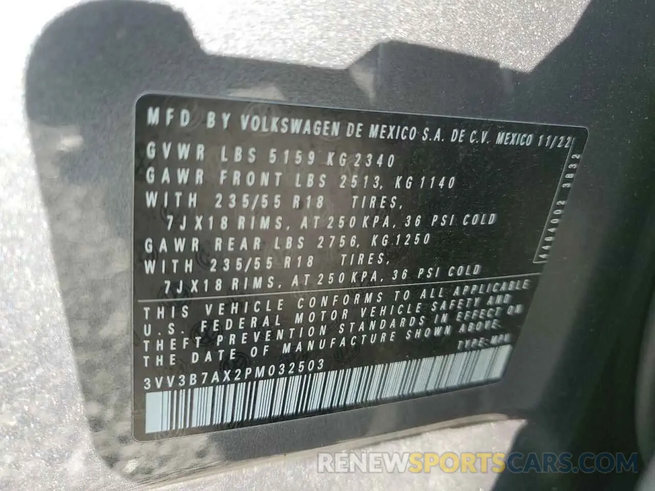 13 Photograph of a damaged car 3VV3B7AX2PM032503 VOLKSWAGEN TIGUAN 2023