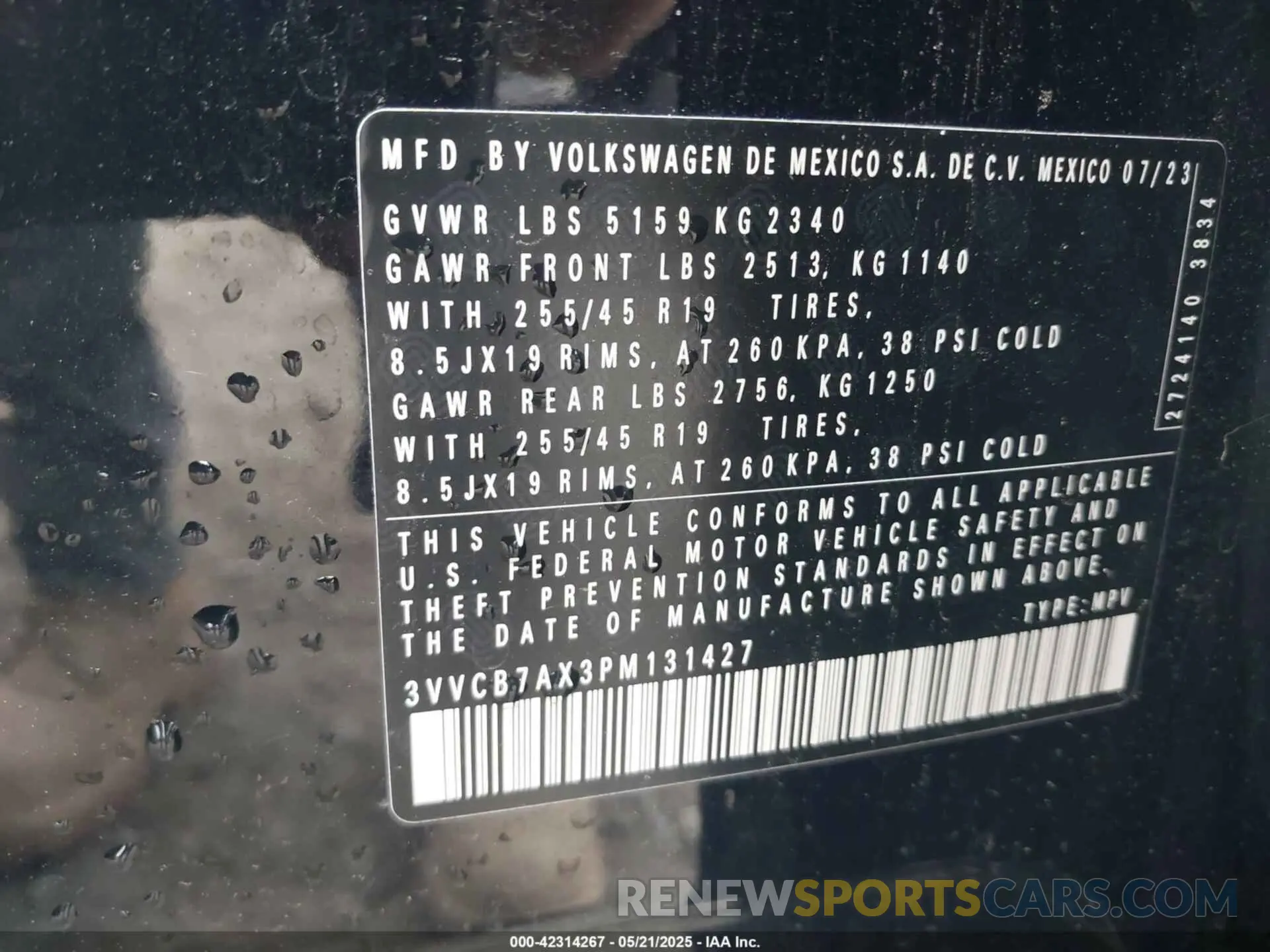 9 Photograph of a damaged car 3VV3B7AX3PM131427 VOLKSWAGEN TIGUAN 2023