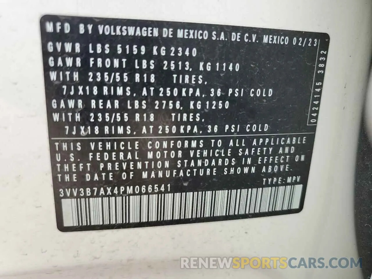 13 Photograph of a damaged car 3VV3B7AX4PM066541 VOLKSWAGEN TIGUAN 2023