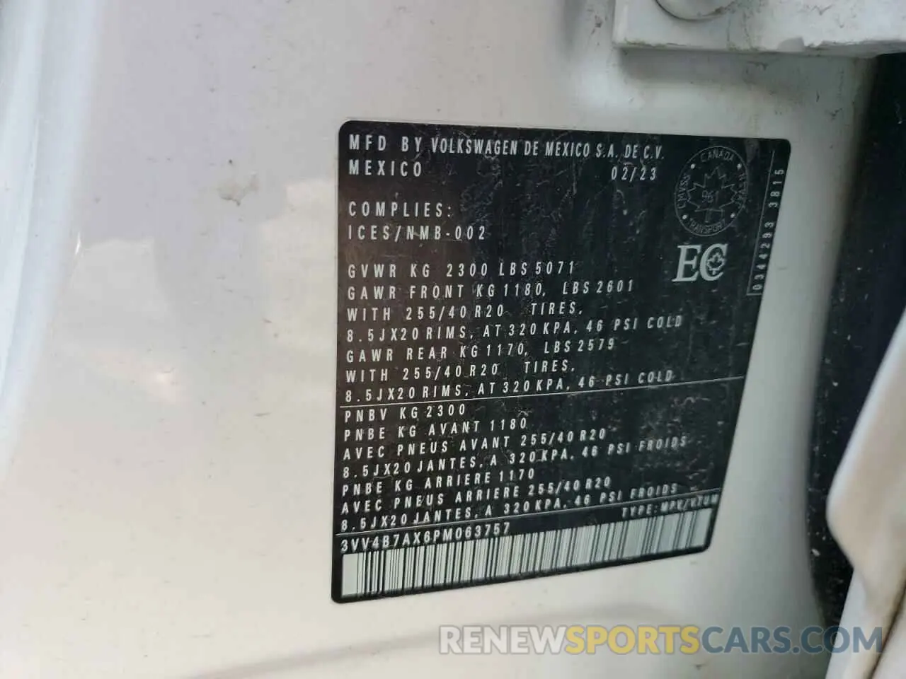 13 Photograph of a damaged car 3VV4B7AX6PM063757 VOLKSWAGEN TIGUAN 2023