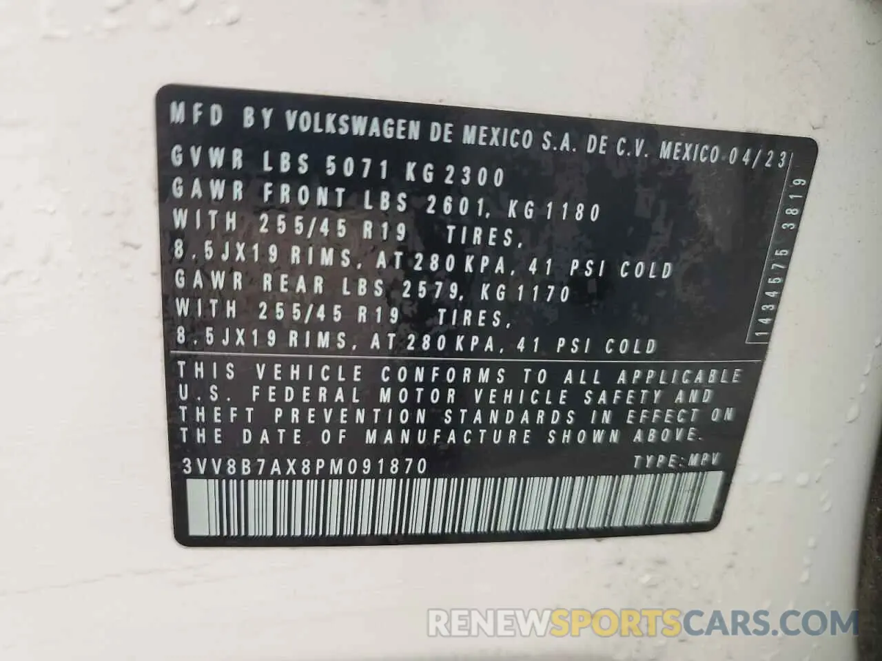 13 Photograph of a damaged car 3VV8B7AX8PM091870 VOLKSWAGEN TIGUAN 2023