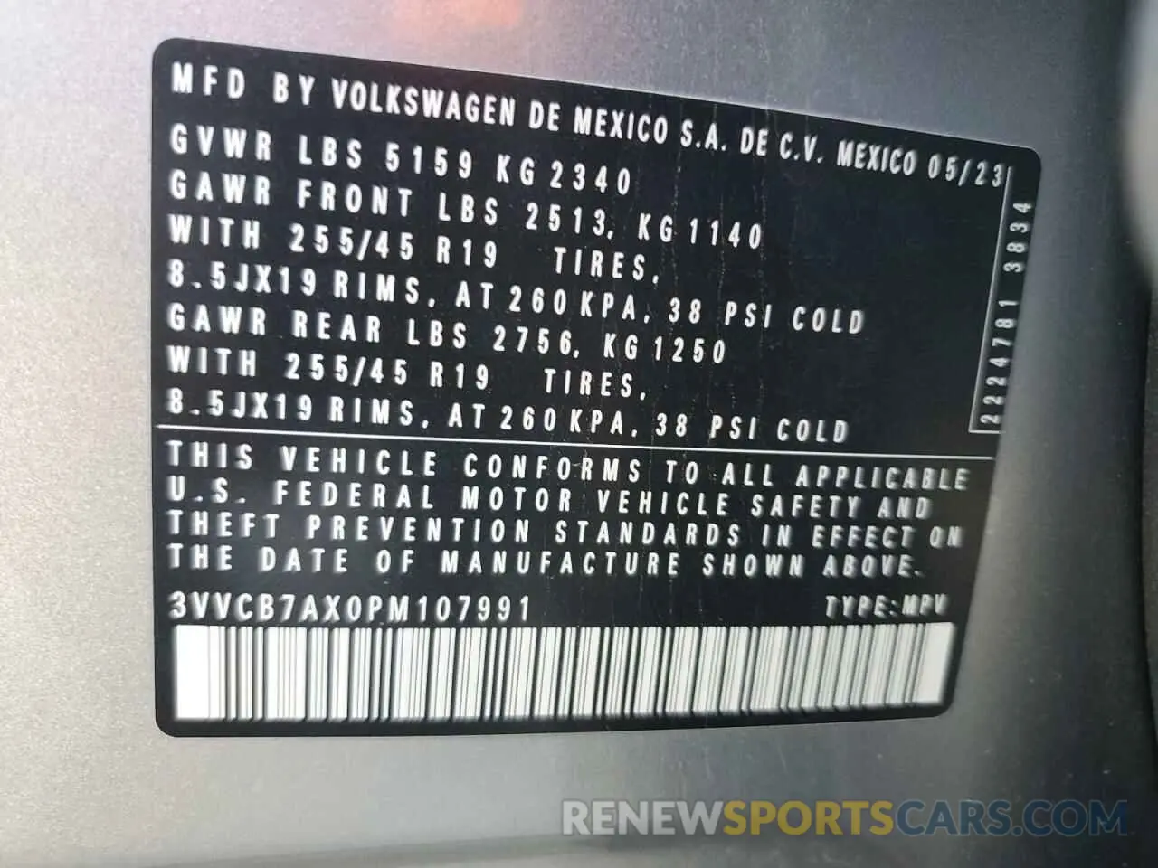 13 Photograph of a damaged car 3VVCB7AX0PM107991 VOLKSWAGEN TIGUAN 2023