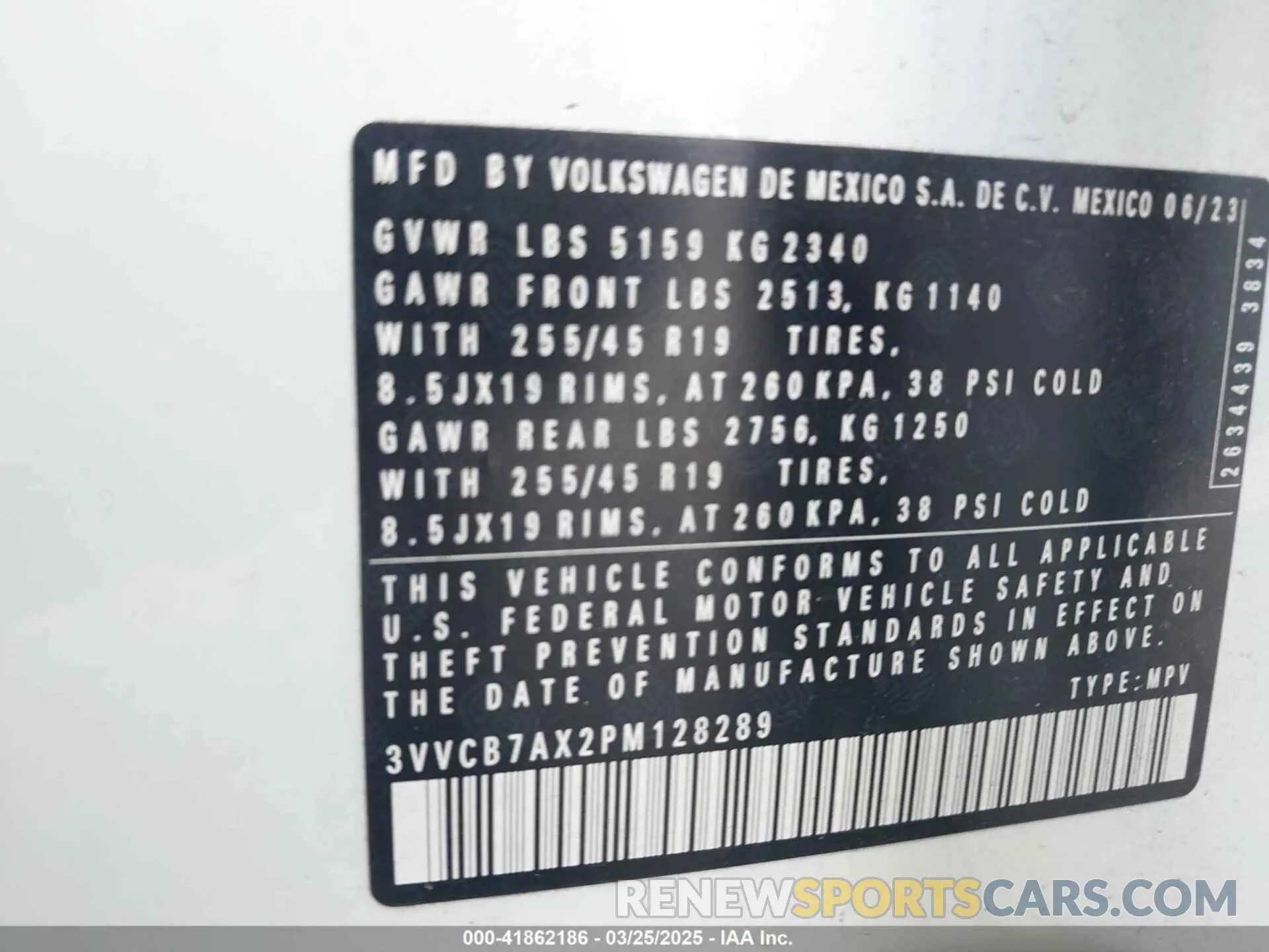 9 Photograph of a damaged car 3VVCB7AX2PM128289 VOLKSWAGEN TIGUAN 2023