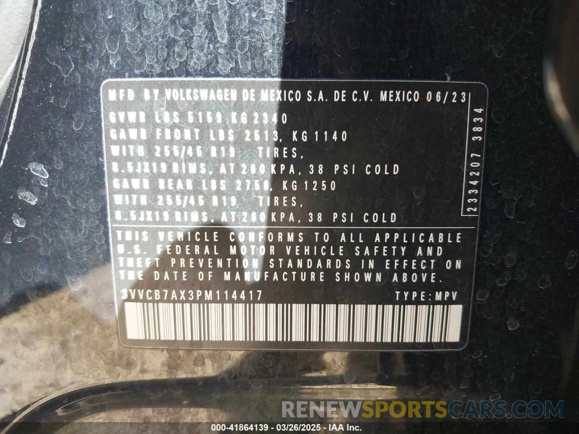 9 Photograph of a damaged car 3VVCB7AX3PM114417 VOLKSWAGEN TIGUAN 2023